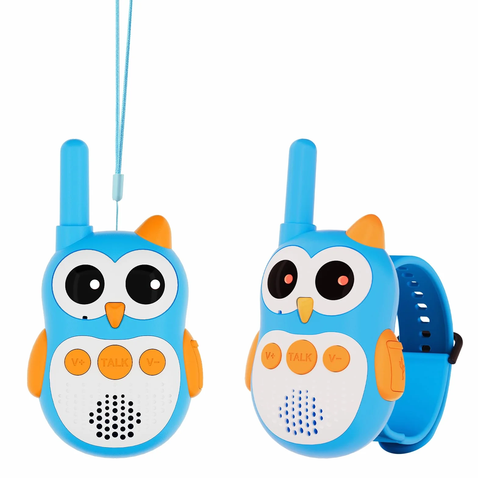 Retevis RT30W Talkie Walkie Enfants, Rechargeable Jouet Enfant 4-8 Ans Garcon Hibou Jouets, LED Yeux, Garçons Filles Idée Cadeau Anniversaire Exterieur Camping Jeu Familial (1 Paire)