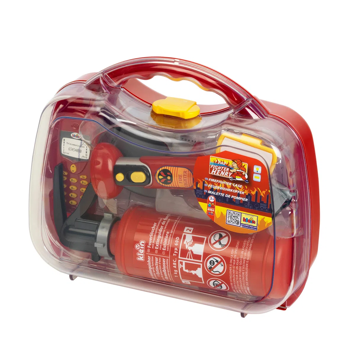 Theo Klein 8984 Mallette Pompier - Nombreux Accessoires : Lampe Torche avec Fonction Lumineuse, extincteur avec vaporisation, téléphone, etc. - Dimensions : 27 x 9,5 x 23 cm - pour Enfants dès 3 Ans