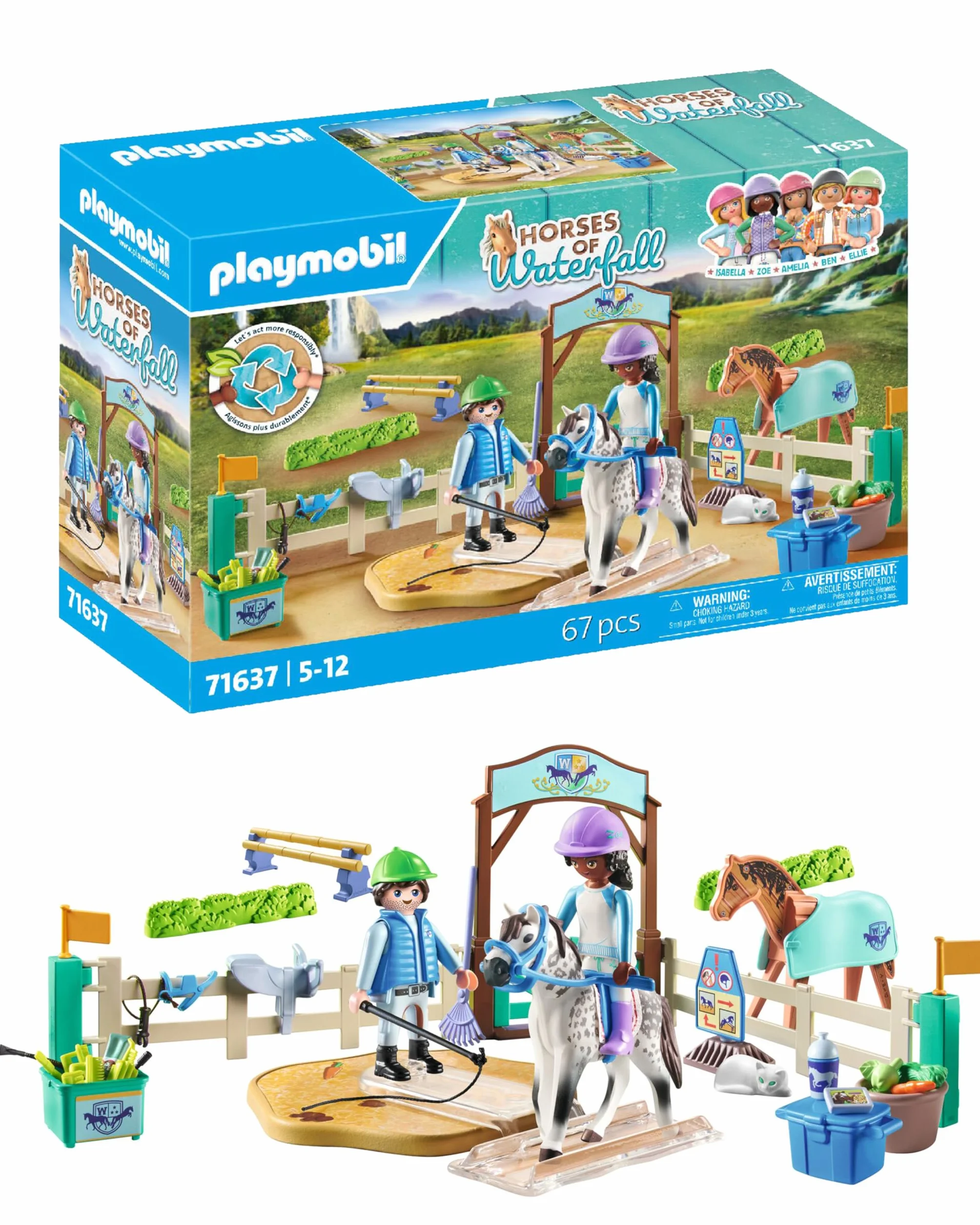 Playmobil 71637 Ecole d'équitation - Horses of Waterfall - Comprenant Un Plateau tournant, Un Cheval et des Accessoires d'équitation variés - Dès 5 Ans