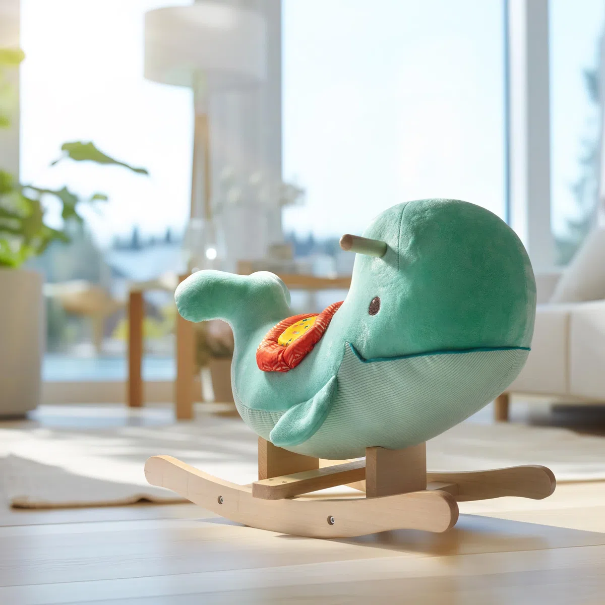 B. toys - Echo - Baleine à Bascule - Jouet à Bascule Baleine - Manège en Bois - Jouet Classique pour Enfants en Bas âge - 18 Mois et +