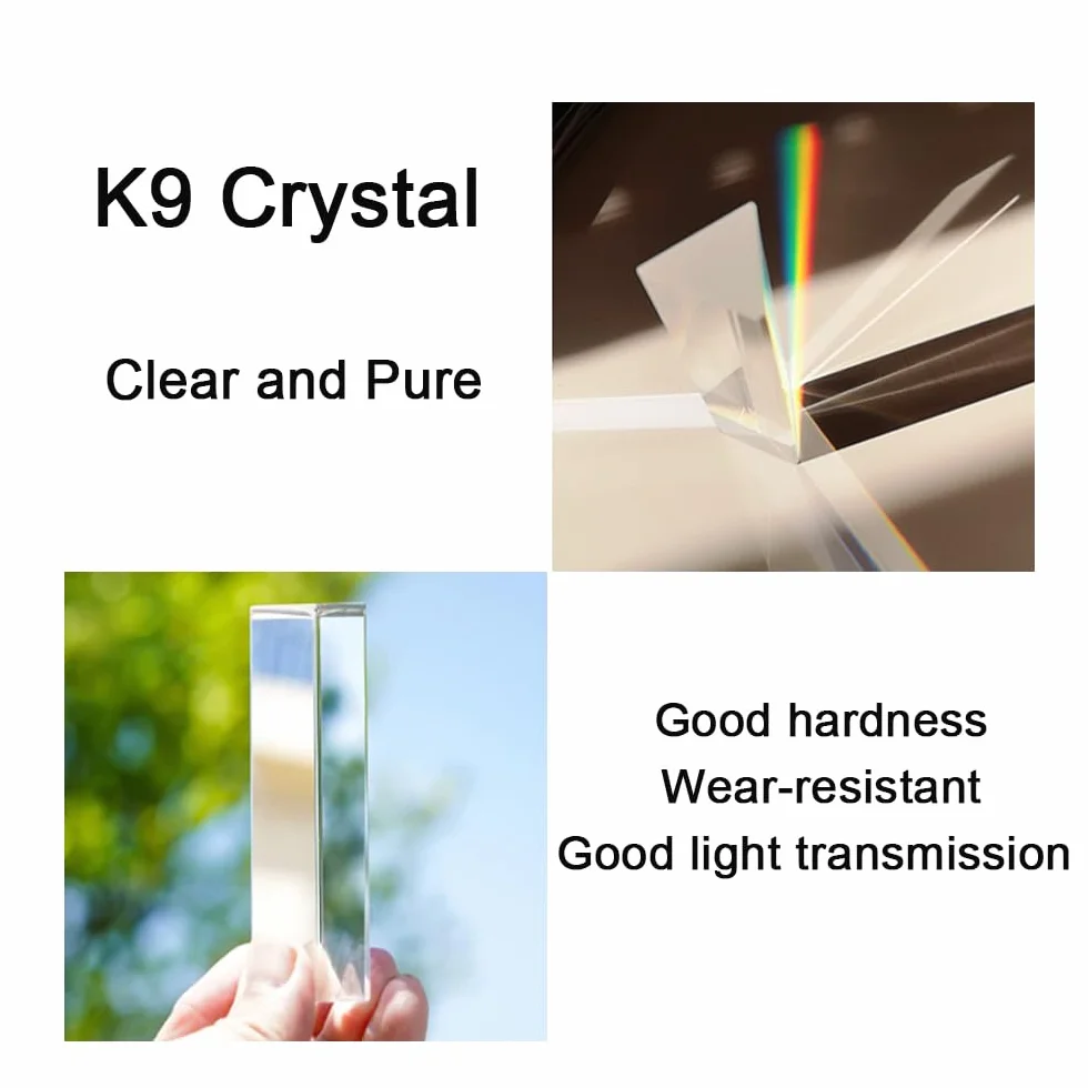 Lot de 2 prismes triangulaires en verre optique en cristal, 30 x 150 mm, prisme d'expériences de spectre arc-en-ciel, prisme triangulaire en cristal K9, lentille transparente pour la physique du