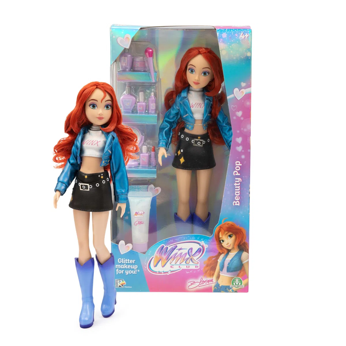 Winx Club Beauty Pop Doll Bloom with Fashion Concert Outfit & Glitter Gel - Poupée de fée entièrement articulée avec Accessoires de beauté - Jouet Officiel pour Filles - Âge 4+