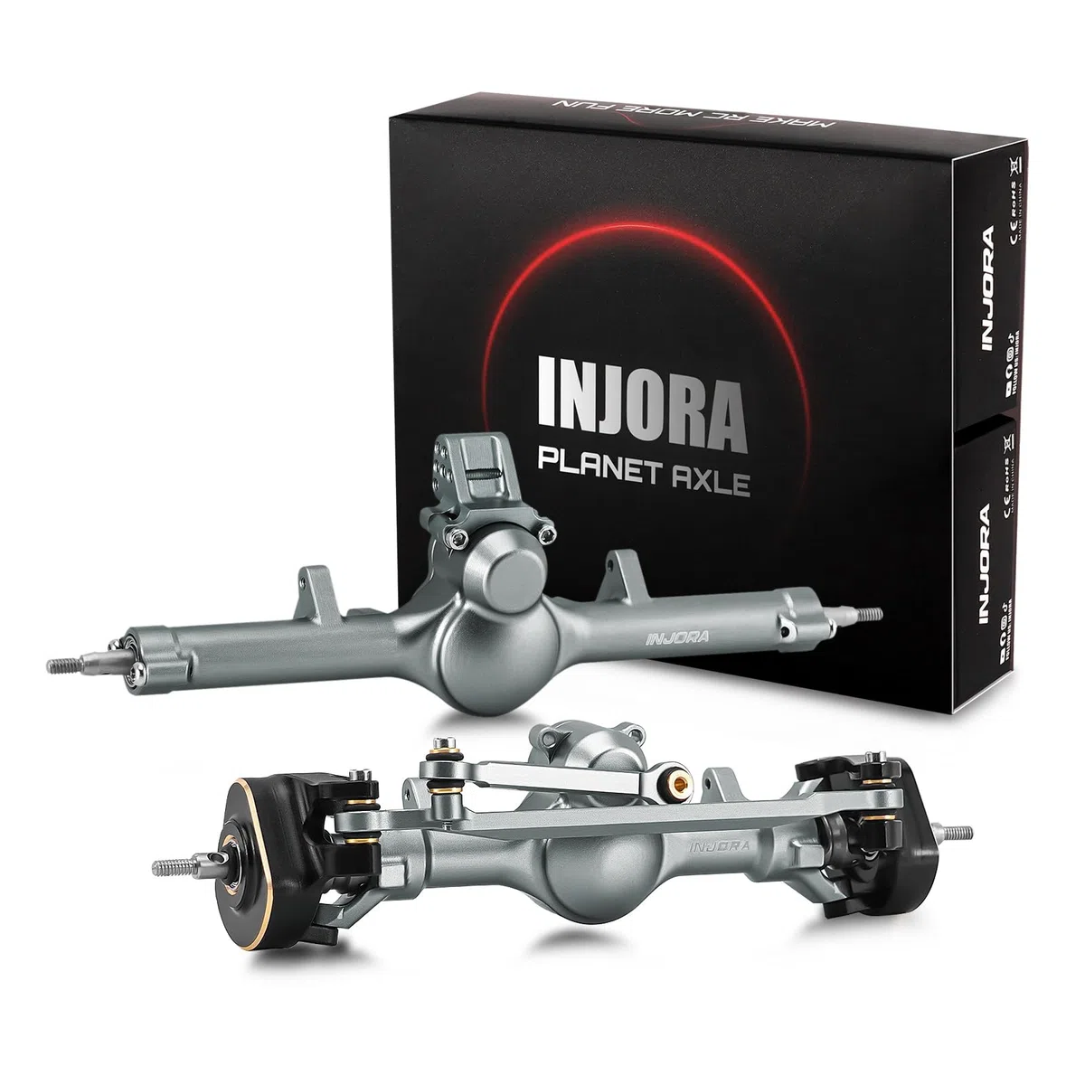 INJORA +4mm Essieux Planet de avec Arbres à Double Articulation et Phalanges de Direction en Laiton pour Mise à Niveau 1/24 Axial SCX24 (Titane)