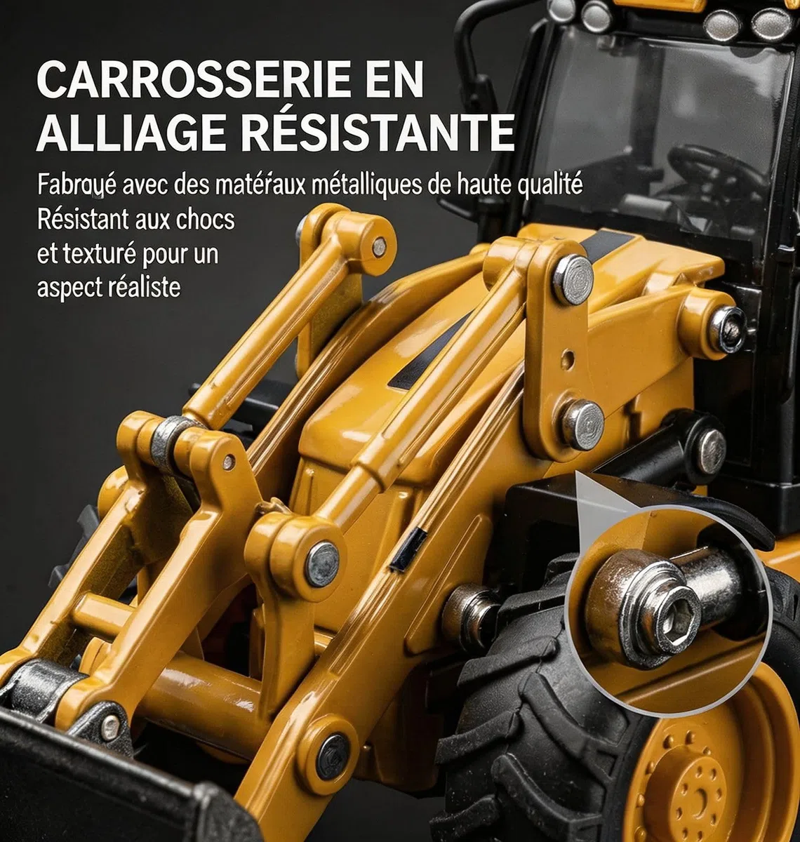Tractopelle Enfant Modèle Réduit Échelle, Jouets Robustes en Métal Mini Pelle Hydraulique Mobile pour Cadeau Enfant et Collectionneurs