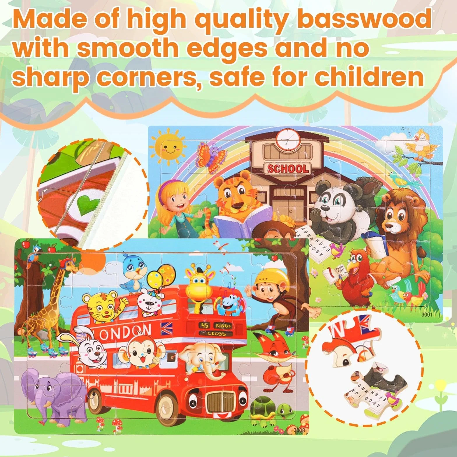 Puzzle Enfant 3 Ans 5 X 24 Pièces,Puzzle Bois Animaux à Partir,Jouet Educatif Préscolaire,Jouets éducatifs,Jouets Cadeaux pour Enfants de 3 à 8 Ans Garçons Filles (#4)