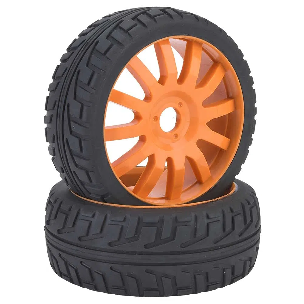 Pneus RC, 17Mm Hex RC et Pneus Pneus de Voiture RC 2 Pièces 1/8 Pneus RC Mise à Niveau Pneus de Moyeu de Jante de Roue Pneus en Caoutchouc pour 1/8 sur Route Accessoire de (Orange)