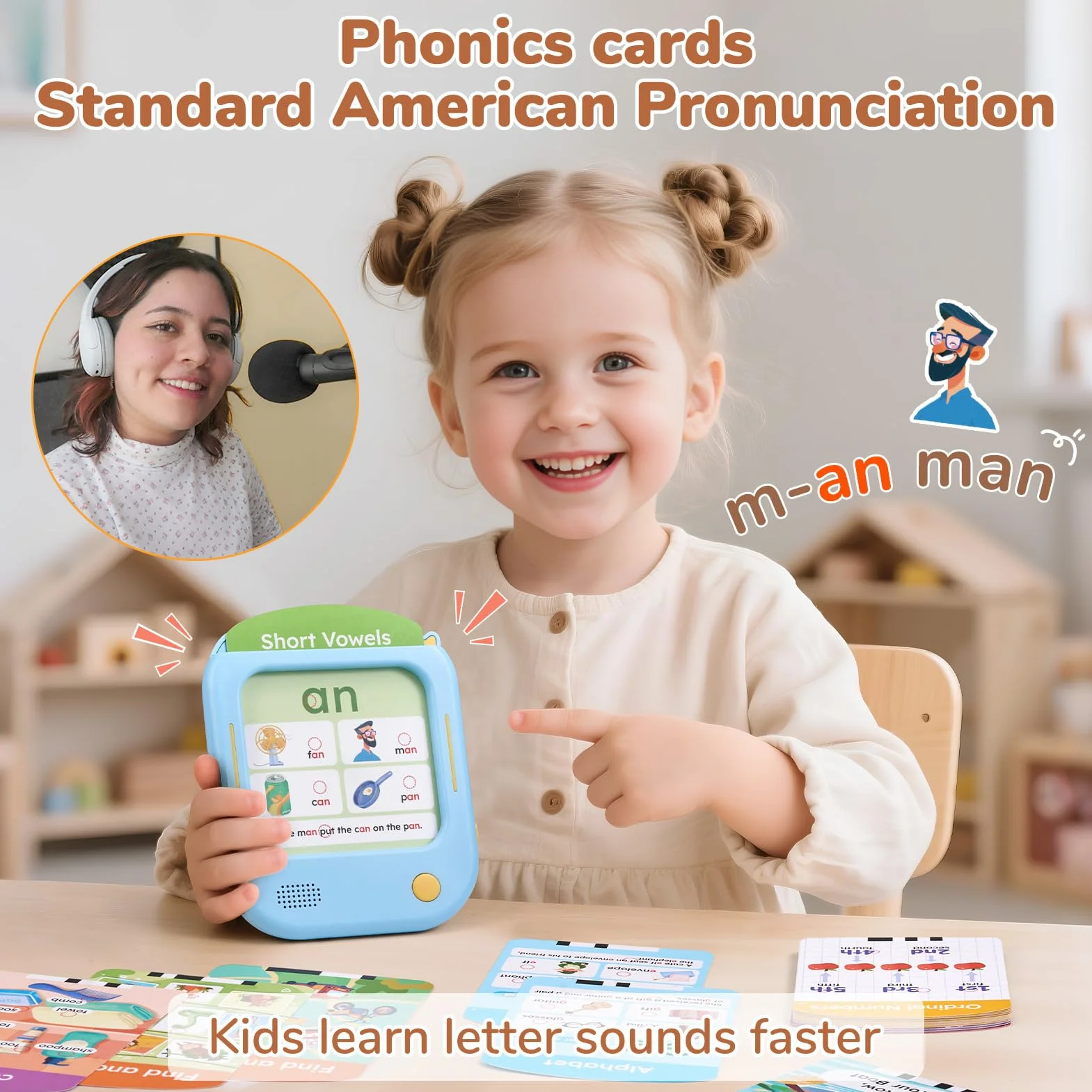 JoyCat Tablette Éducative Enfant, 156 Pages Cartes Sonores à Toucher avec Jeux Interactifs, Jouet Montessori pour Apprendre Anglais, Alphabet, Mots, Nombre, Couleurs & Formes, Cadeau Enfant 2-6 Ans