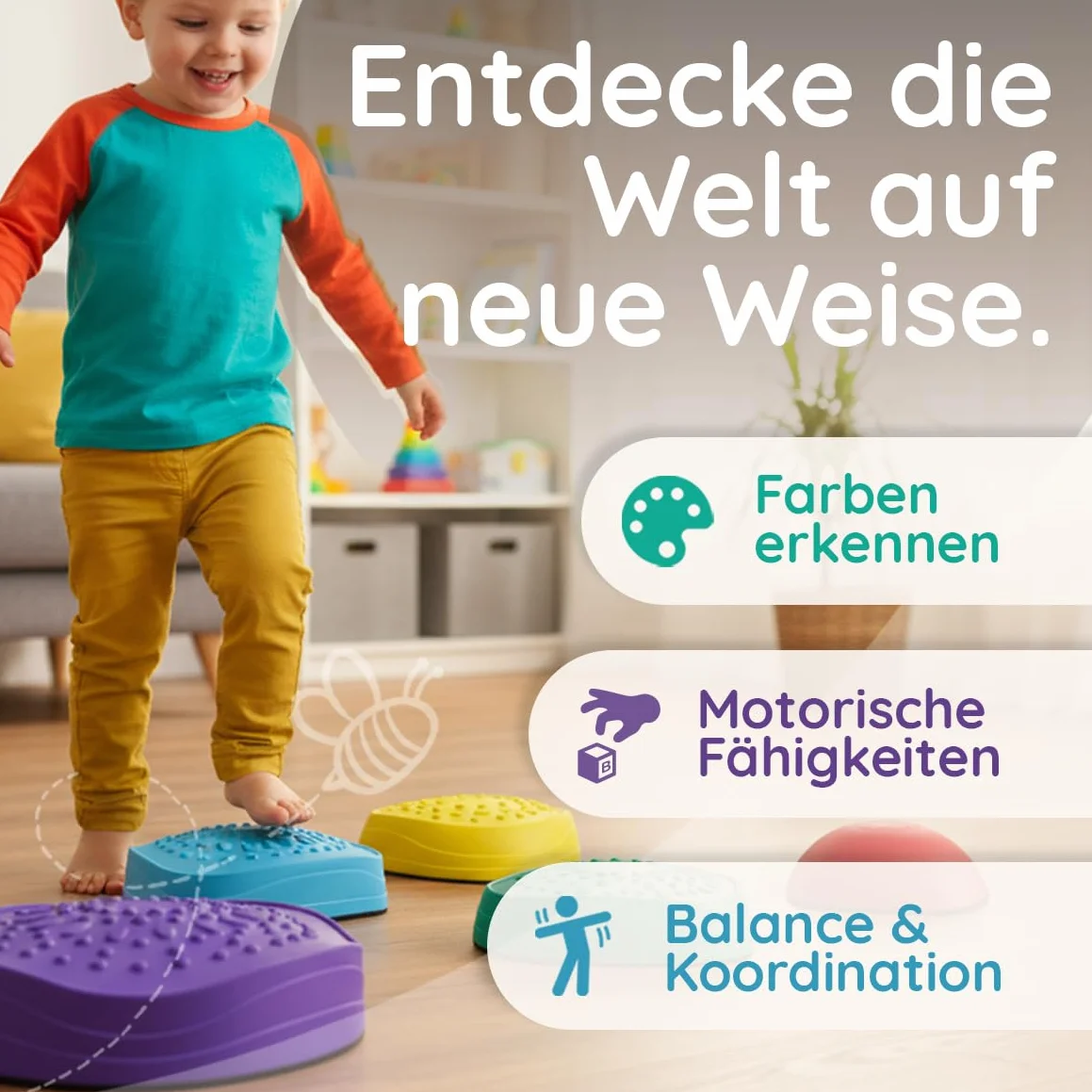 Pierres d'équilibre pour enfants - Pierres d'équilibre et pierres empilables - Pierres de rivière pour l'équilibre, la motricité - Pour l'intérieur et l'extérieur - Mouvement et équilibre