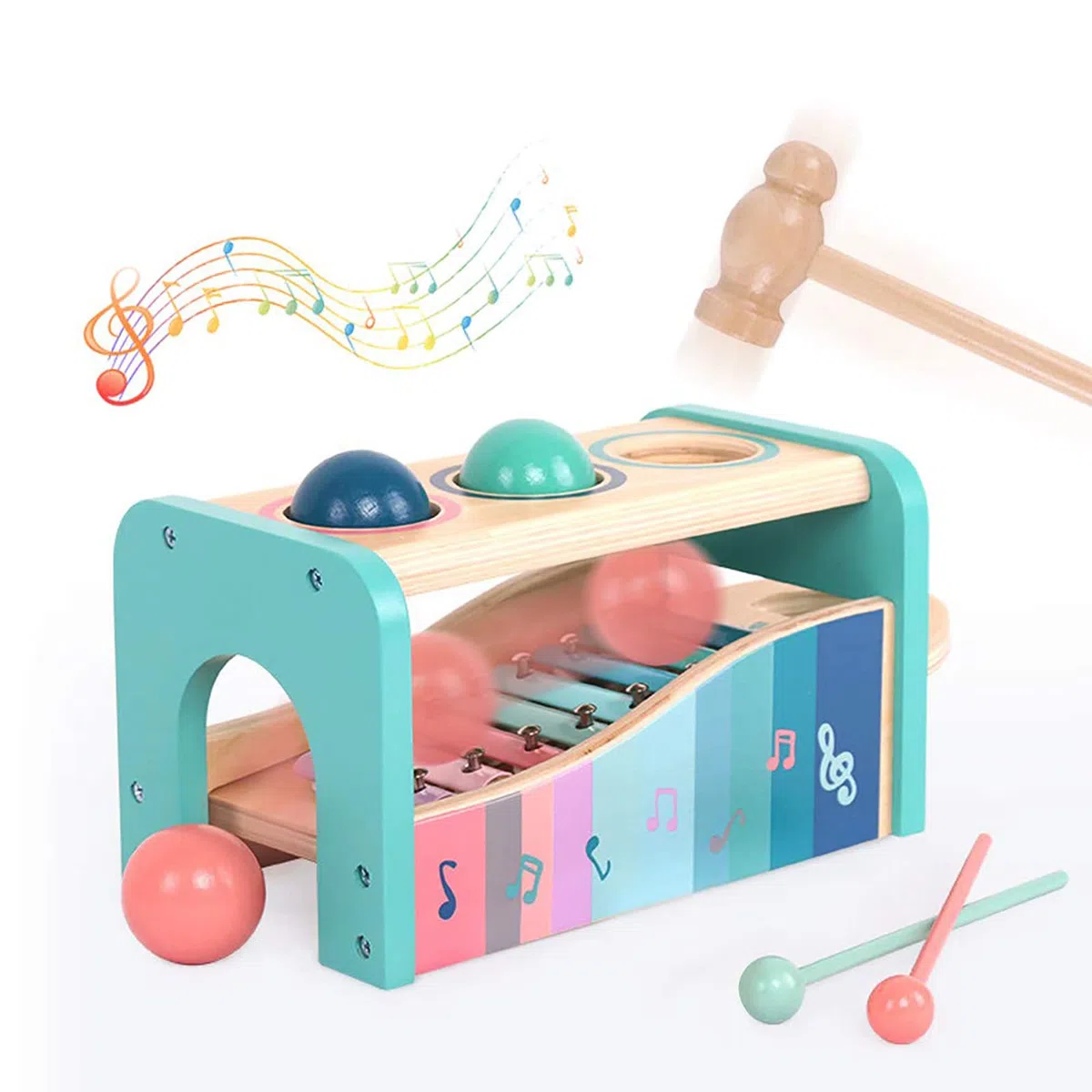 Jouets de Banc Martelant avec Xylophone Bebe Coulissant des Jouets Colorés de Xylophone,des Jouets d'apprentissage pour l'éducation précoce Montessori,Cadeaux d'anniversaire pour 1 2 3 ans et plus