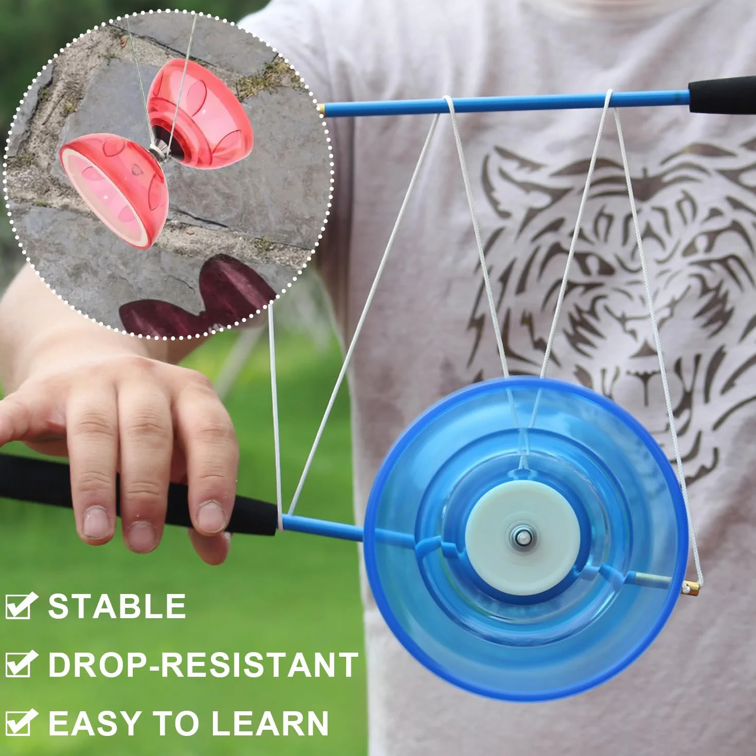 Diabolo roulement à Billes, 12 cm de diamètre, Jeu de Jonglerie Diabolo, Convient aux Adultes et aux débutants (Bleu)