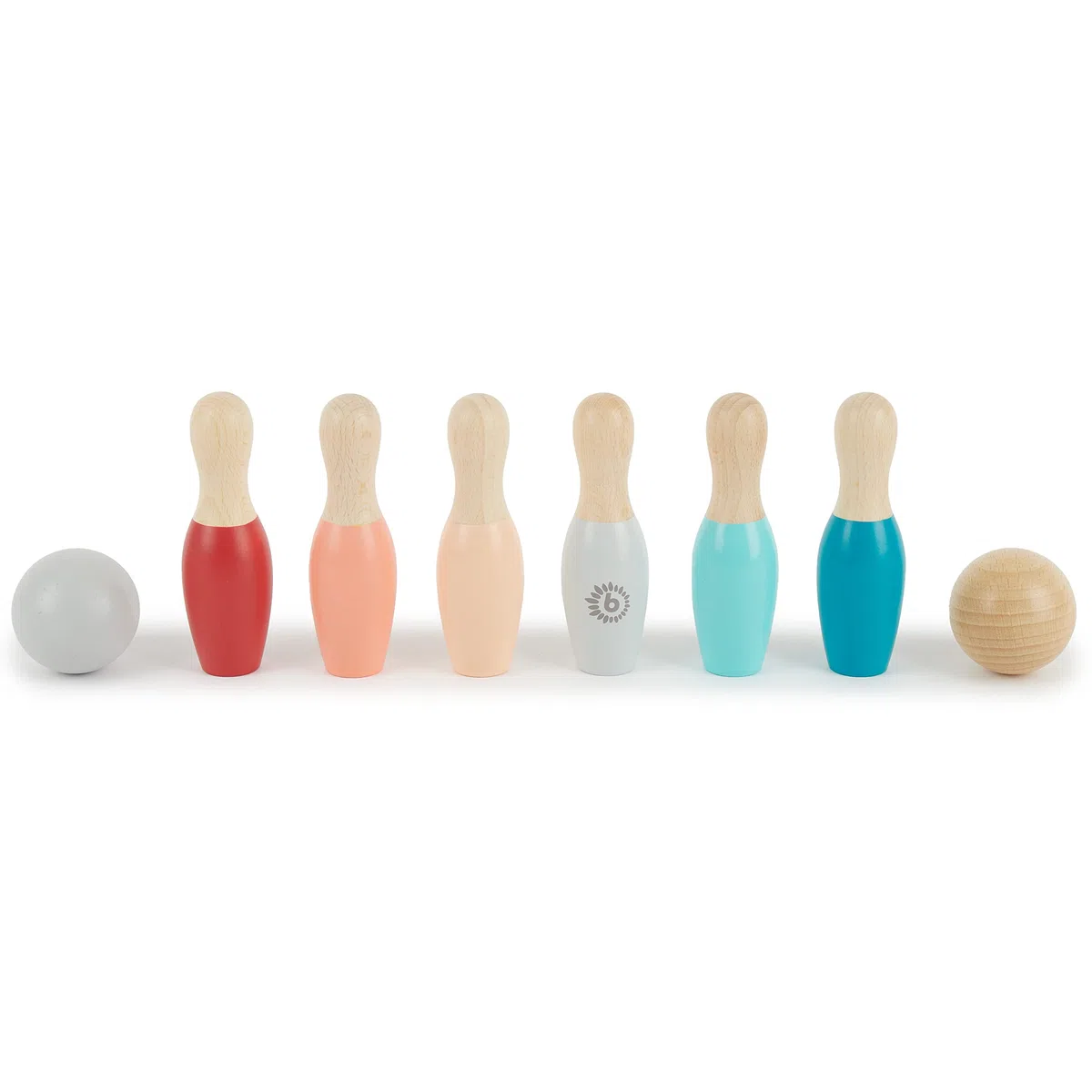 Bieco Mini jeu de quilles en bois pour enfant - 8 pièces - Jeu de bowling - Jouet d'extérieur - Jeux d'extérieur pour enfants - Cône pour adultes - Jeu de jardin