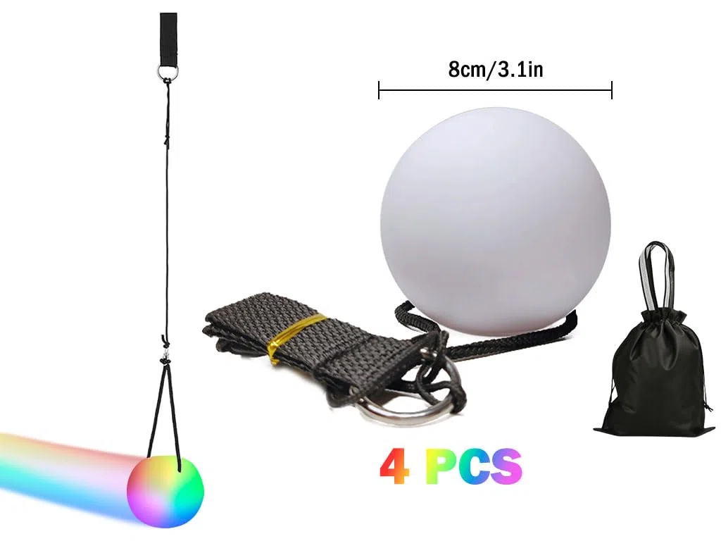 Anlising 4PCS LED Poi Balls, Balle de Jonglage Lumineuse, Balles Lumineuses LED avec Couleurs Arc-en-Ciel, Balles de Jonglage Poi, pour Enfants et Adultes à Danser, Spectacle de Lumière, Orgie