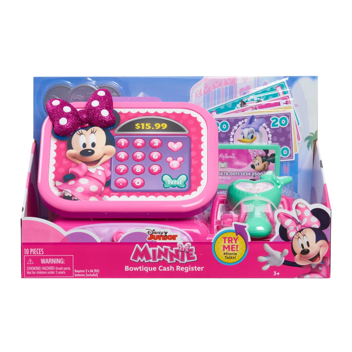 Just Play Caisse enregistreuse Minnie Mouse de Disney Junior avec Fonctions sonores, Jeux d’Imitation et déguisements, Jouets pour Enfants de 3 Ans et Plus