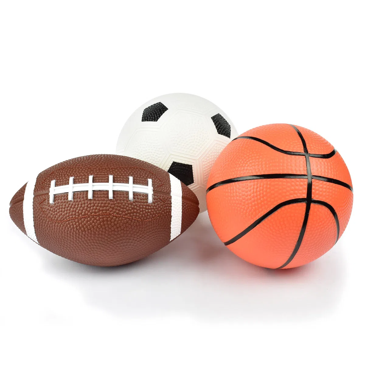Legami - Lot de 3 Mini Ballons, Mini Ballon de Football, 12 x 3,7 cm, Ballon de Football américain et Une Balle de Basket, Tous en Miniature en Plastique