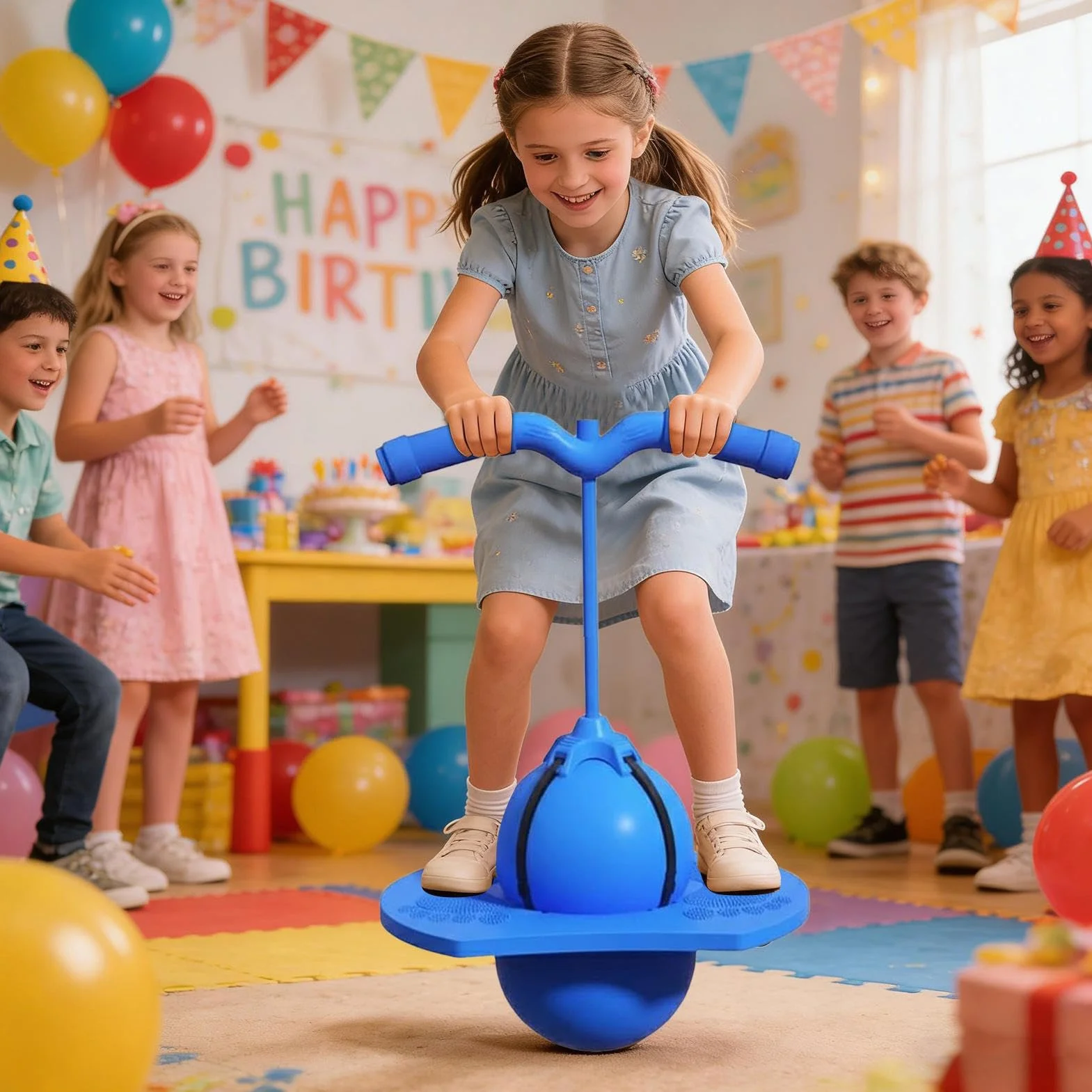 Ballon sauteur pour enfants - Jouet à sauter avec pompe à air - Ballon sauteur pour enfants - Pour adultes - Équilibre - Jeu en extérieur et en intérieur