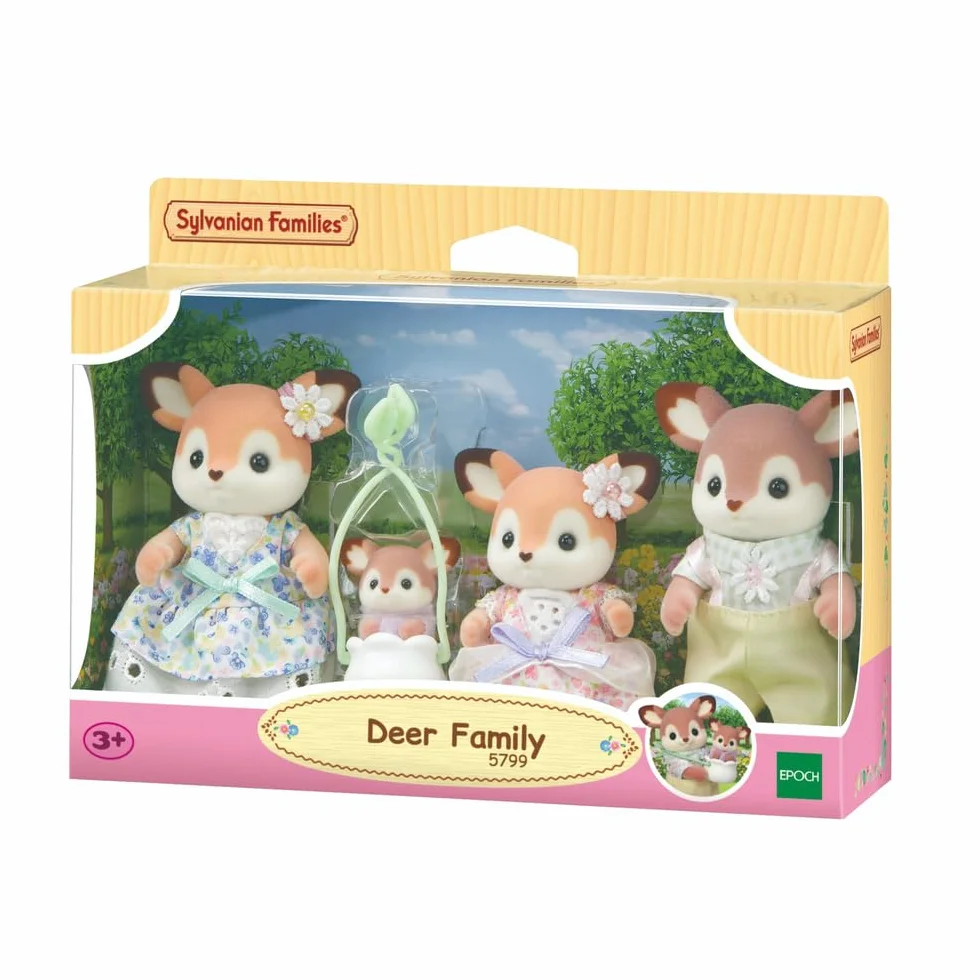 Sylvanian Families - La Famille Biche - Set 4 Figurines - Plongez dans l'univers de la Famille Sylvanian - Figurines Animaux Miniatures - Jouet Enfant 3 Ans et + - 5799