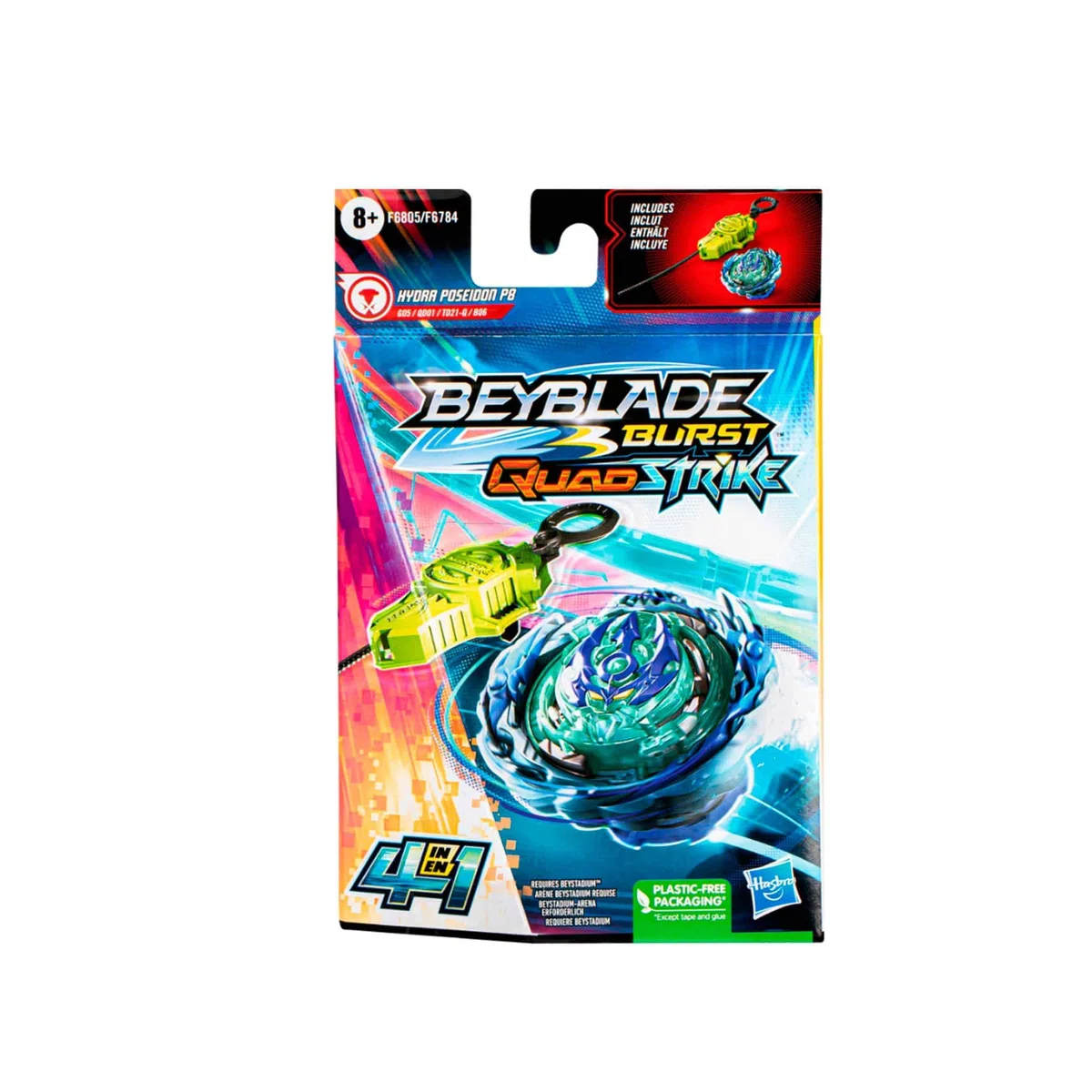 Beyblade Burst QuadStrike, Starter Pack avec toupie de compétition Hydra Poseidon P8, Jouet pour Enfants