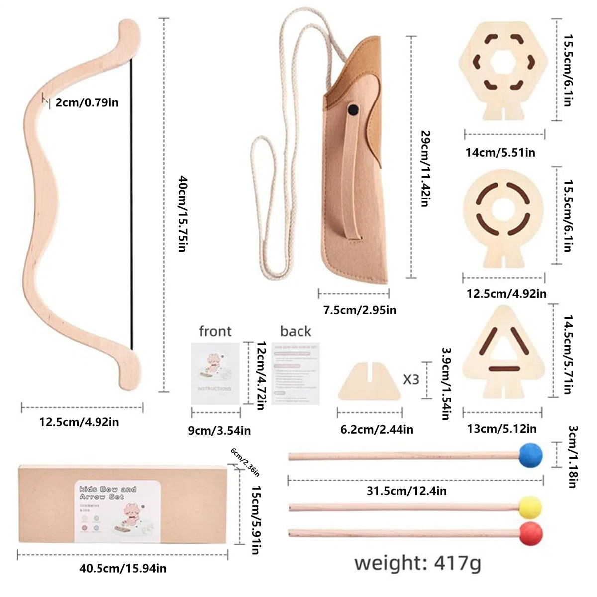 Arc pour – Jouet de Lancement en Bois avec 3 cibles | Arc débutant pour garçons, Filles de 4 à 8 Ans, Jeu, Sport, Jeu, activité intérieure et extérieure, Pratique dans Le Jardin, Jouet