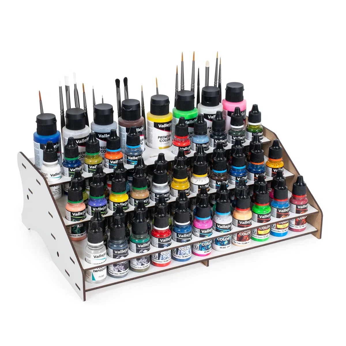 Vallejo Peinture Support Organisateur de Bouteilles et Pinceaux pour Modélisme - Exposant pour 52 Bouteilles de 18 ml et 8 Bouteilles de 35 ml ou 60 ml.