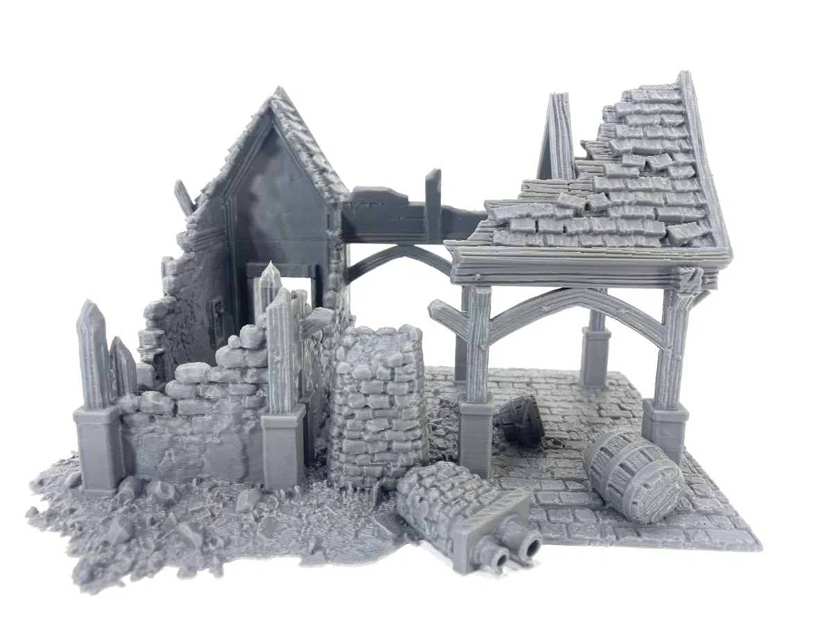 Forge médiévale en ruines - Scénographie pour Wargames et Miniatures Fantasy 28 mm/32 mm - Impression 3D