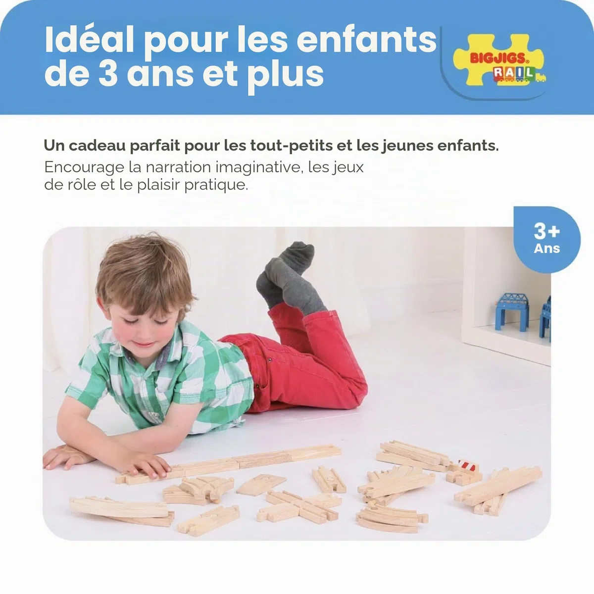 Bigjigs Rail Lot d’Extensions de Rails au Sol