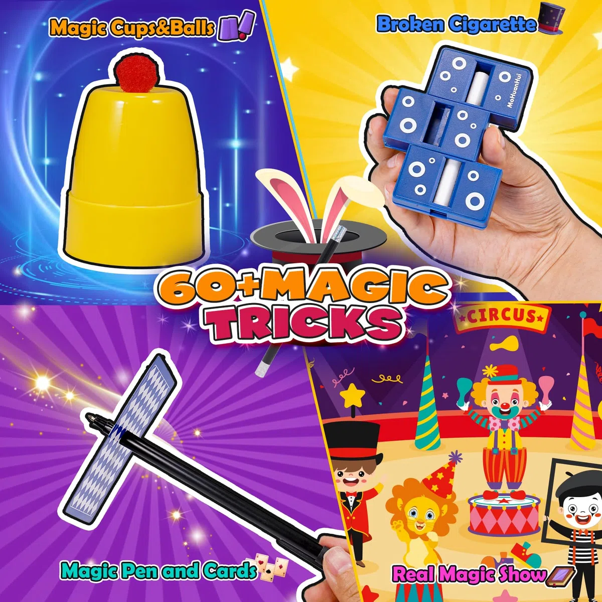 Tour de Magie, Jeux Enfant 6 7 8 9 Ans Garçons Filles Coffret Magie Enfant Cadeau 6 7 8 9 10 Ans Jouet Garcon 6-10 Ans 60+ Kit de Magie Jouet Fille 6 7 8 9 10 Ans Cadeau Garcon 6-9 Ans Anniversaire
