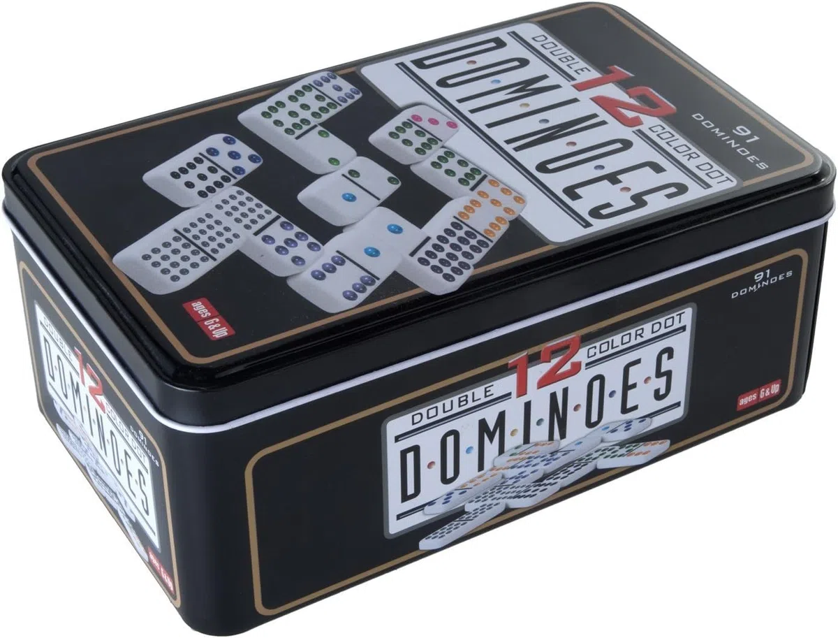 Domino Jeu de Table ou Domino Professionnel 28-91 Pièces avec Boîte Métallique Classique Sophistiqué et Toujours Divertissant Ajoutez du Style à Vos Moments de Stratégie (91)