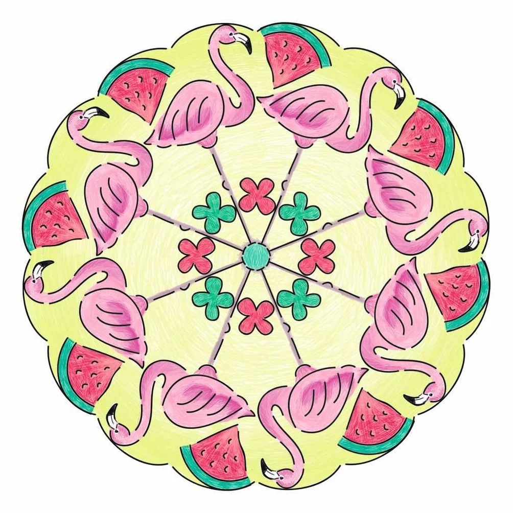 Ravensburger – Mandala Designer – Dessin – Loisir créatif – Pochoirs – Crayons de Couleur Inclus – Flamingo – Flamant Rose – Activité créative – Enfant – Dès 6 Ans – 28518 – Version française