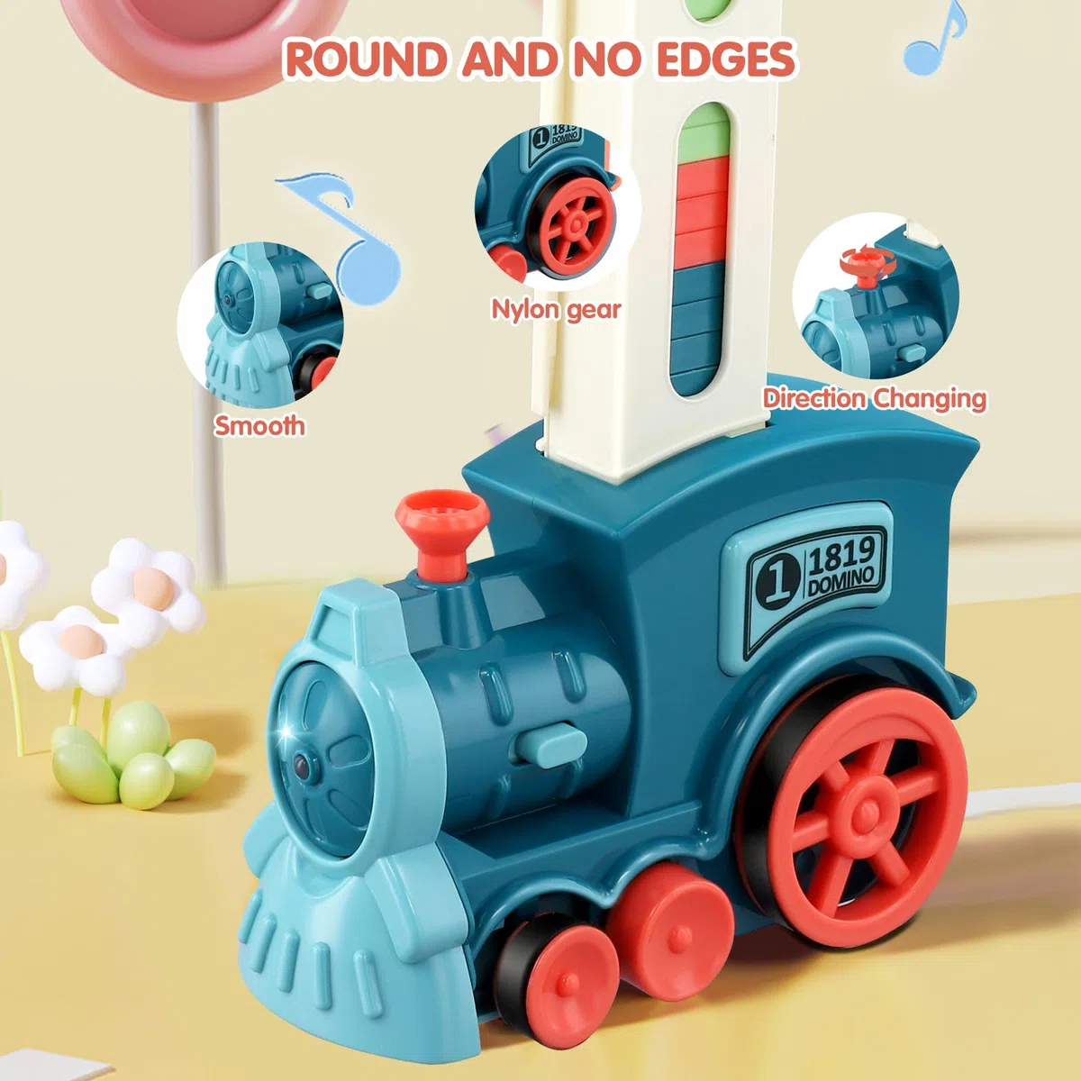Train Électrique Automatique Domino - Ensemble de 200 Blocs de Construction pour Enfants avec Son
