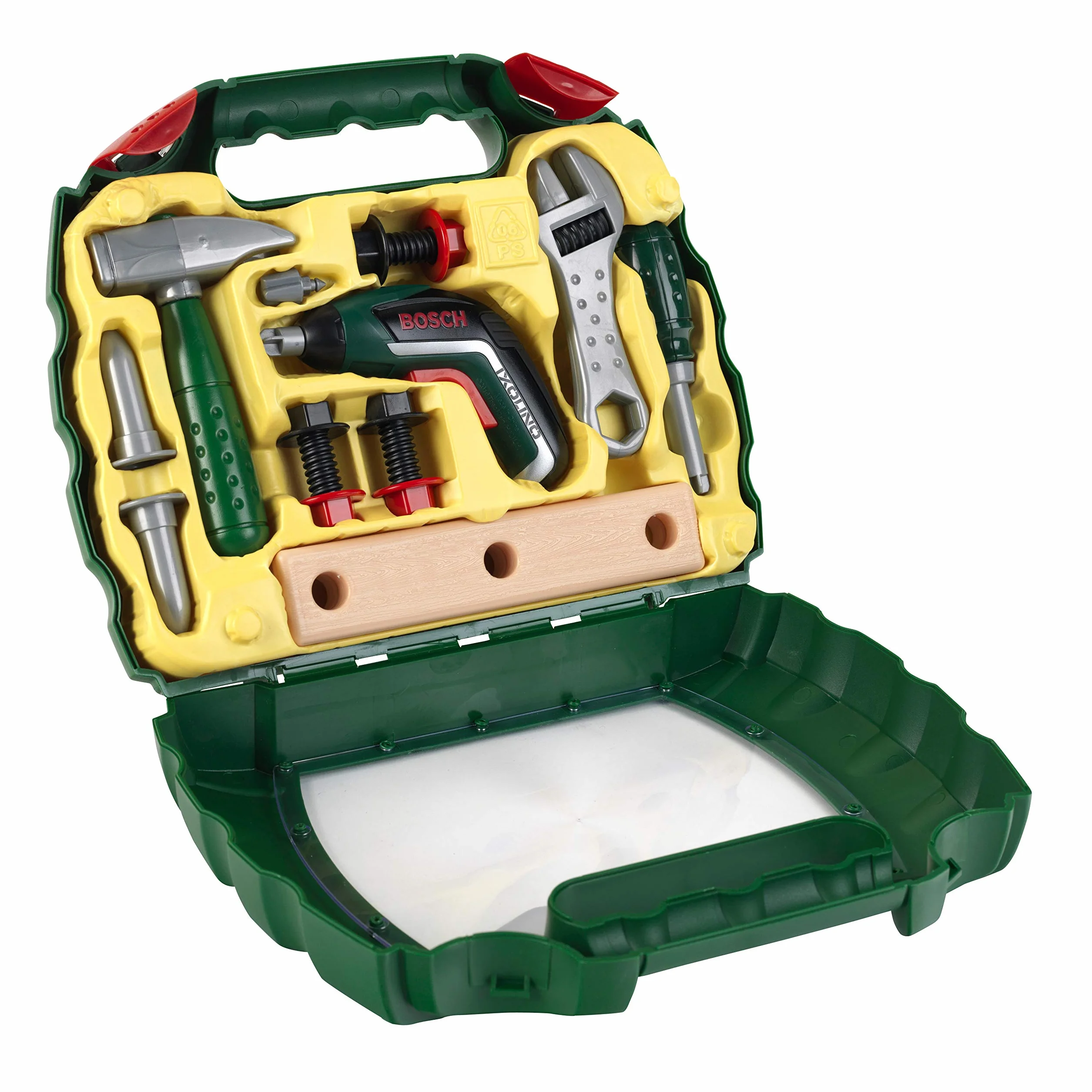 Theo Klein 8394 Mallette Outils Bosch avec visseuse électronique Ixolino II - Nombreux Accessoires : Marteau, Tournevis, clé à molette, vis, etc - Dimensions : 32 x 9 x 26 cm - pour Enfants dès 3 Ans