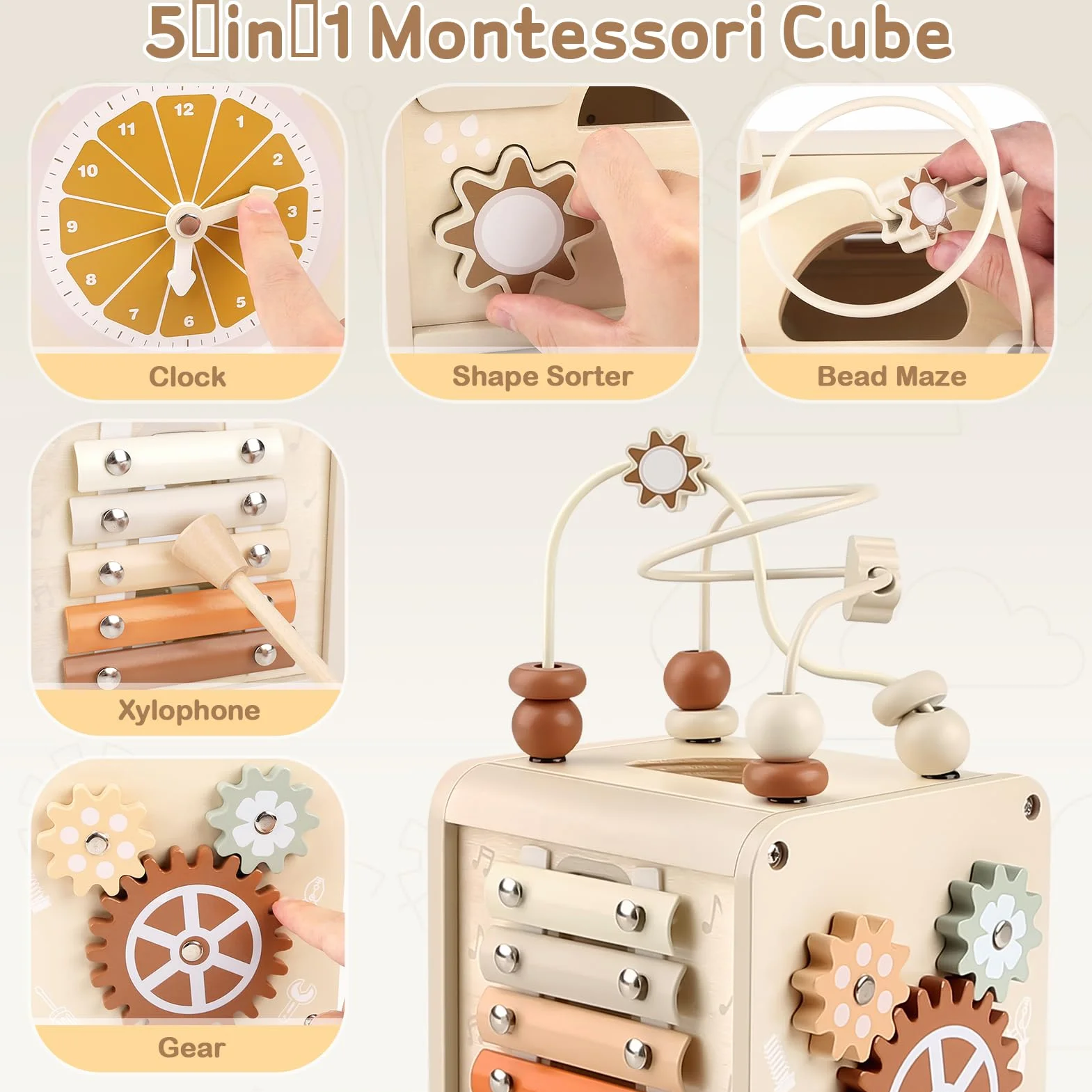 Vanplay Cube d'Activité Bébé Motricité Jeux Montessori 2 3 Ans Parcours Jouet Enfant Cadeau Noel et Anniversaire pour Garçons Filles