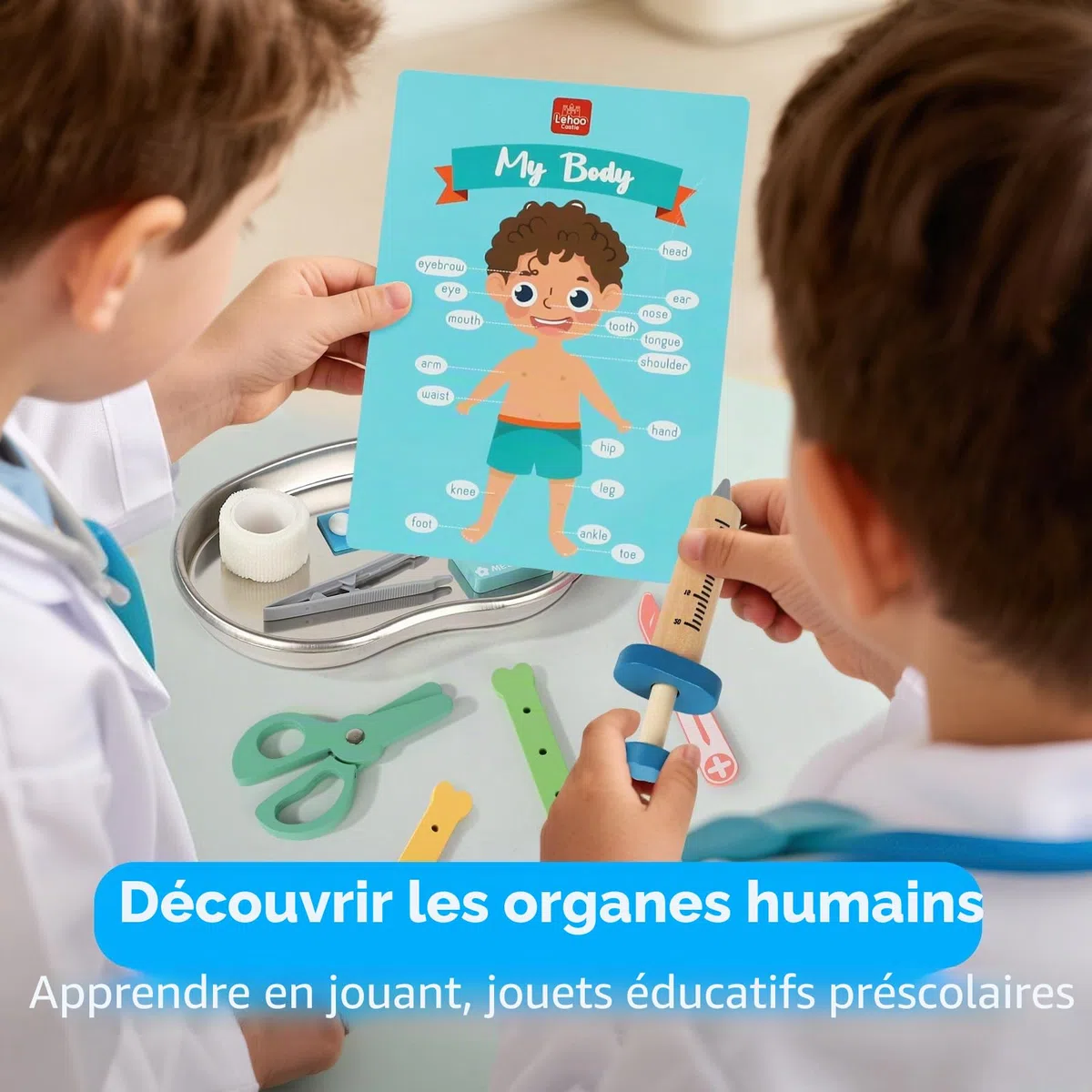 Lehoo Castle Malette Docteur Enfant, Malette Docteur, Docteur Kit de Jeu de Rôle, Docteur Enfant Cadeau pour Enfants Filles et Garçons à Partir de 3 Ans
