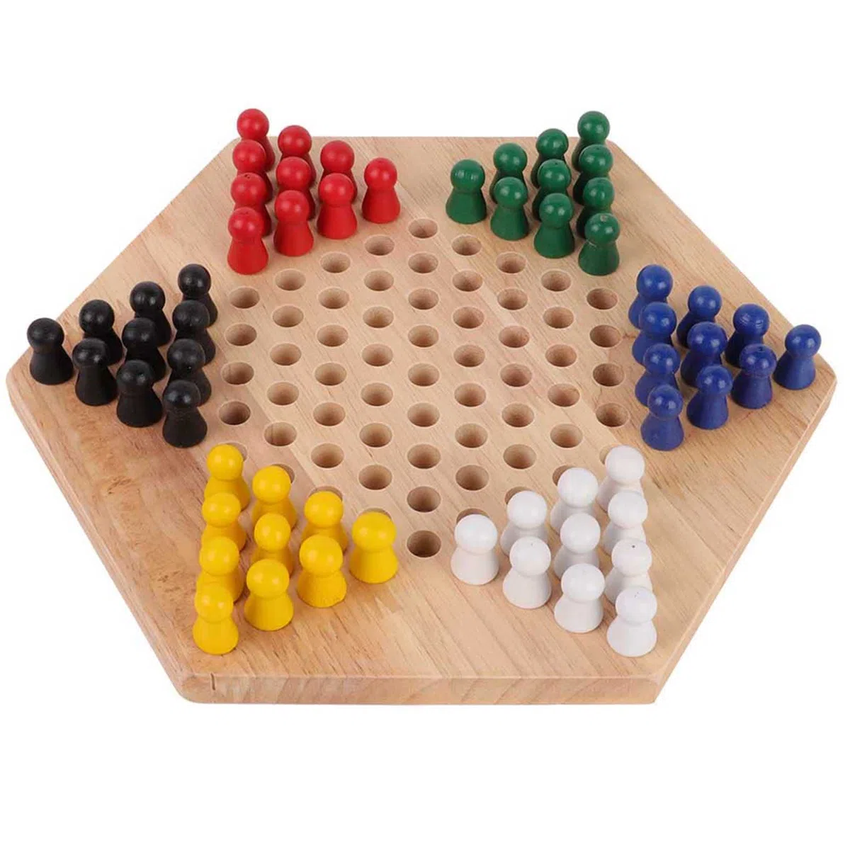 Dames en Bois, Jeu de Dames colorées intérieur/extérieur pour Enfants Jeu de société éducatif Dames Chinoises Classique Halma Chinoises Stratégie Jeu de Famille Fournitures D'Échecs Et De Cartes