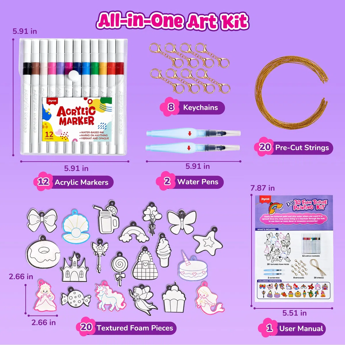 JoyCat Kit de Loisirs Créatifs, Kit de Peinture à Texture Magique Princesses & Licornes, Peinture et Bricolage Sans Salissures, Activité Manuelle Cadeau Fille Garçons 4 5 6 7 8 9 10 Ans