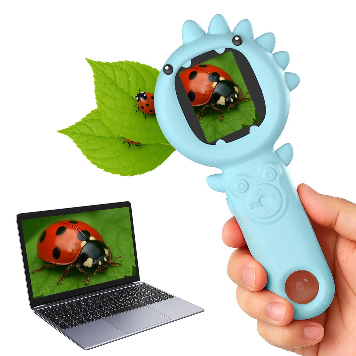 Microscope PHNIXGAM pour Enfants, Mini Microscope Portable pour Tout-Petits, kit de Sciences éducatives, Cadeaux de Noël et d'anniversaire, Jouets numériques pour Filles de 3 Ans et Plus