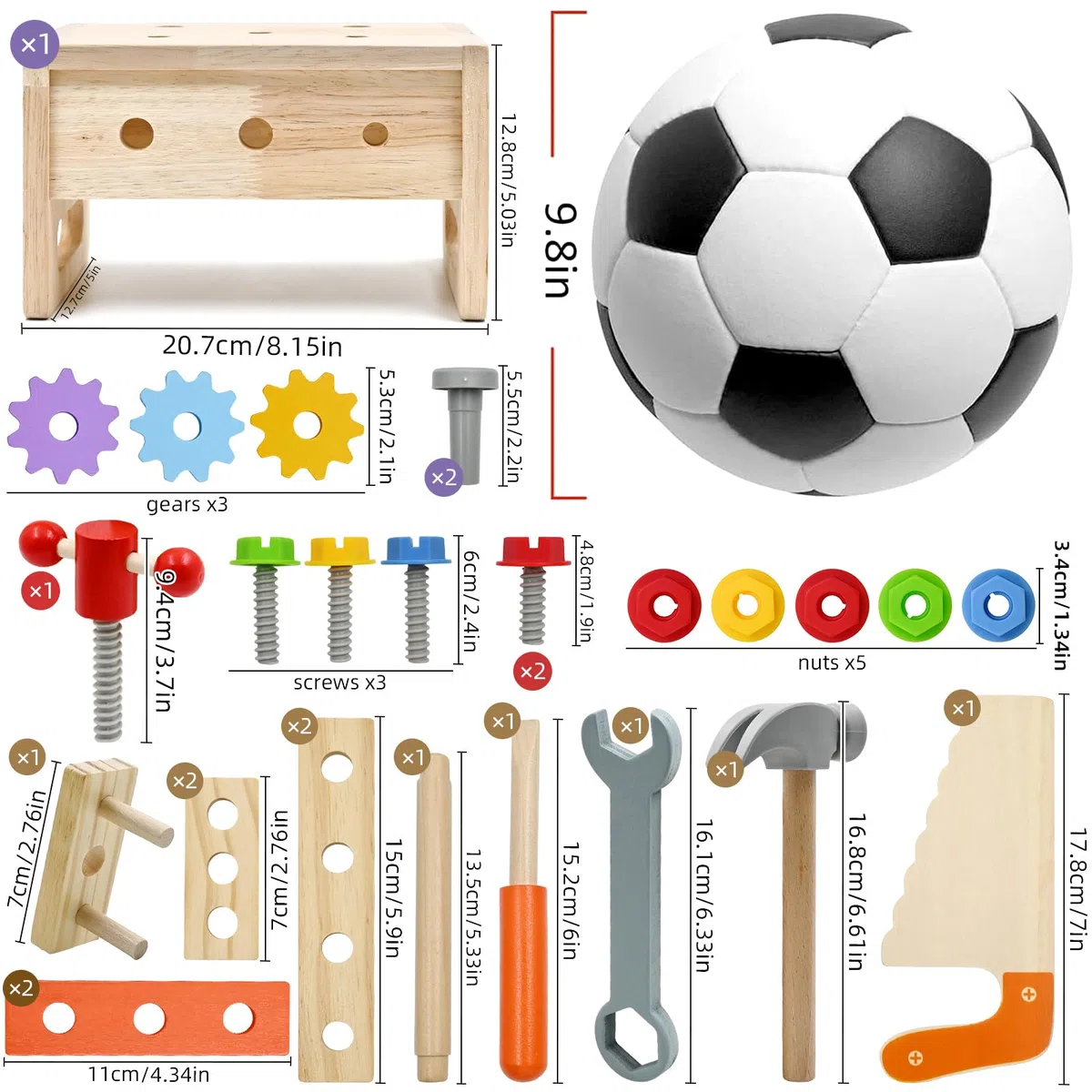 Jouet en Bois Outil pour Enfant 3 Ans, DIY 29 Pièces Jeux en Bois pour Enfants Avec Boîte à Outils, Montessori Educatifs Parcours Motricité Bébé Jouets, Cadeau Enfant Garcon Fille 4 5 6 7 Ans