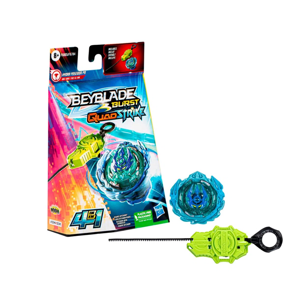 Beyblade Burst QuadStrike, Starter Pack avec toupie de compétition Hydra Poseidon P8, Jouet pour Enfants