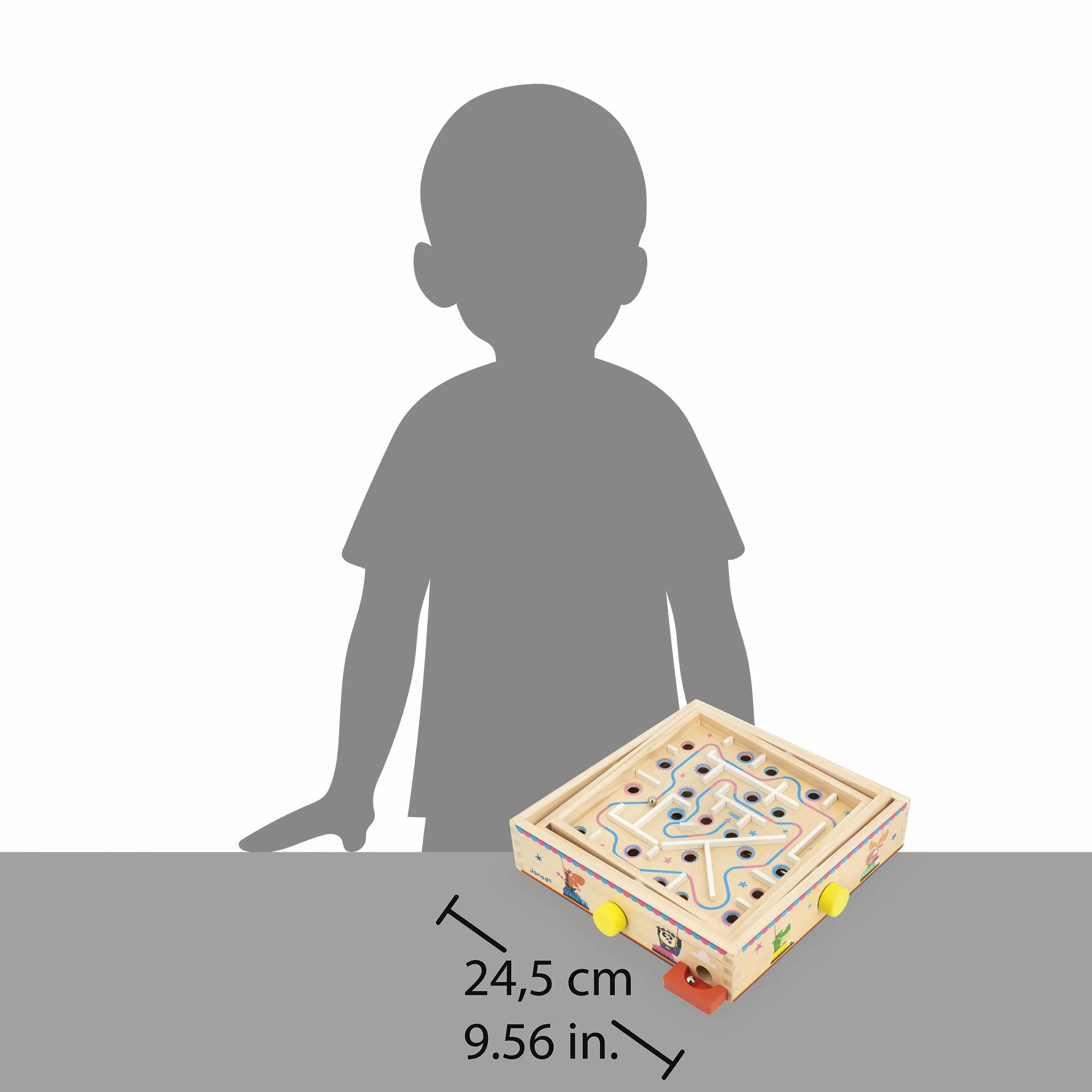 Janod - Jeu Labyrinthe en Bois Enfants et Adultes - Jouet Traditionnel - Parcours de Bille - 2 Billes Métal Fournies - Développe la Concentration et l'Adresse - Jouet en Bois FSC - Dès 5 Ans - J03371