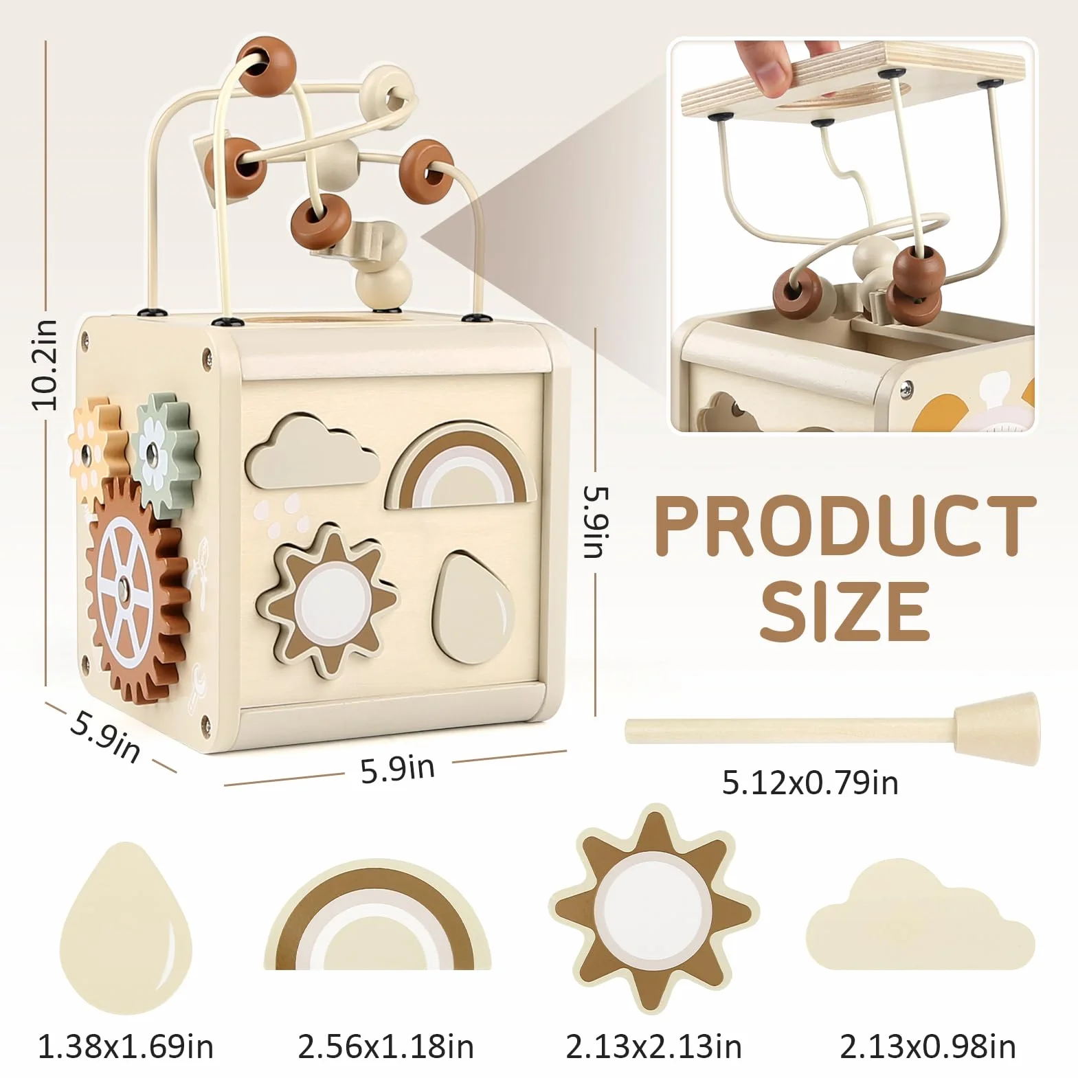 Vanplay Cube d'Activité Bébé Motricité Jeux Montessori 2 3 Ans Parcours Jouet Enfant Cadeau Noel et Anniversaire pour Garçons Filles