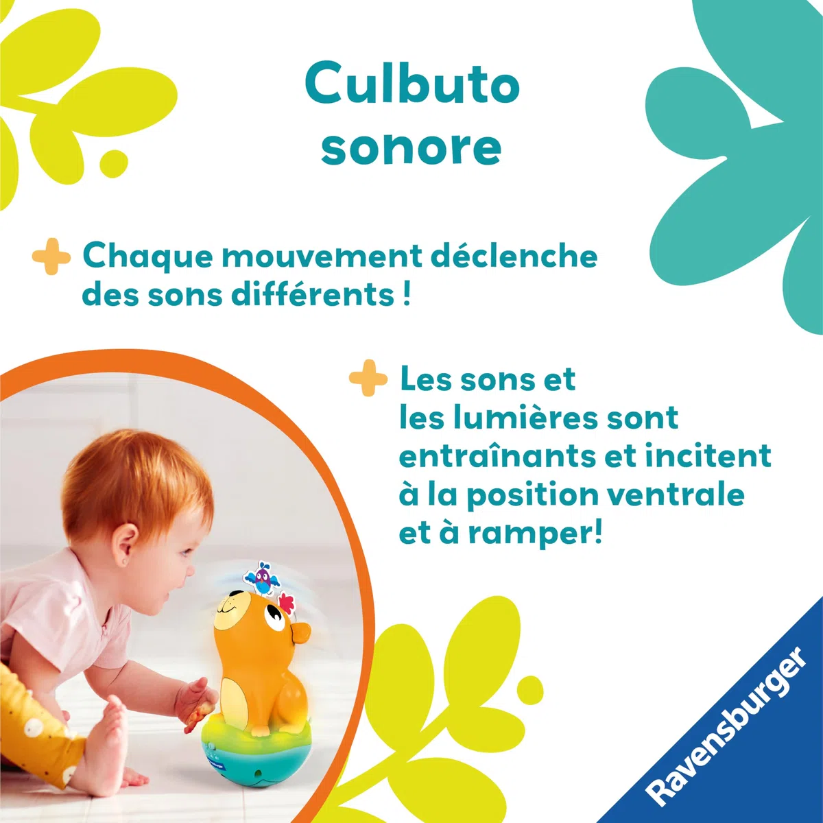 Ravensburger Play+ - Culbuto Sonore Lumineux Capybara - Jouet Sonore Bébé 6 Mois - Jouet Lumineux Bébé Éveil - 34019