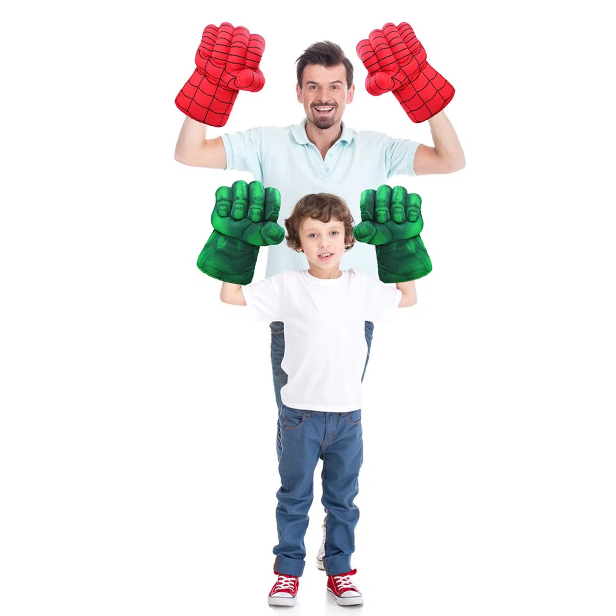 Gant de Superhero, Enfants Gants de Peluche Doux Main Super Héros Poing Jouet, Superhero pour garçon Fille Noël Halloween Cadeau d'anniversaire