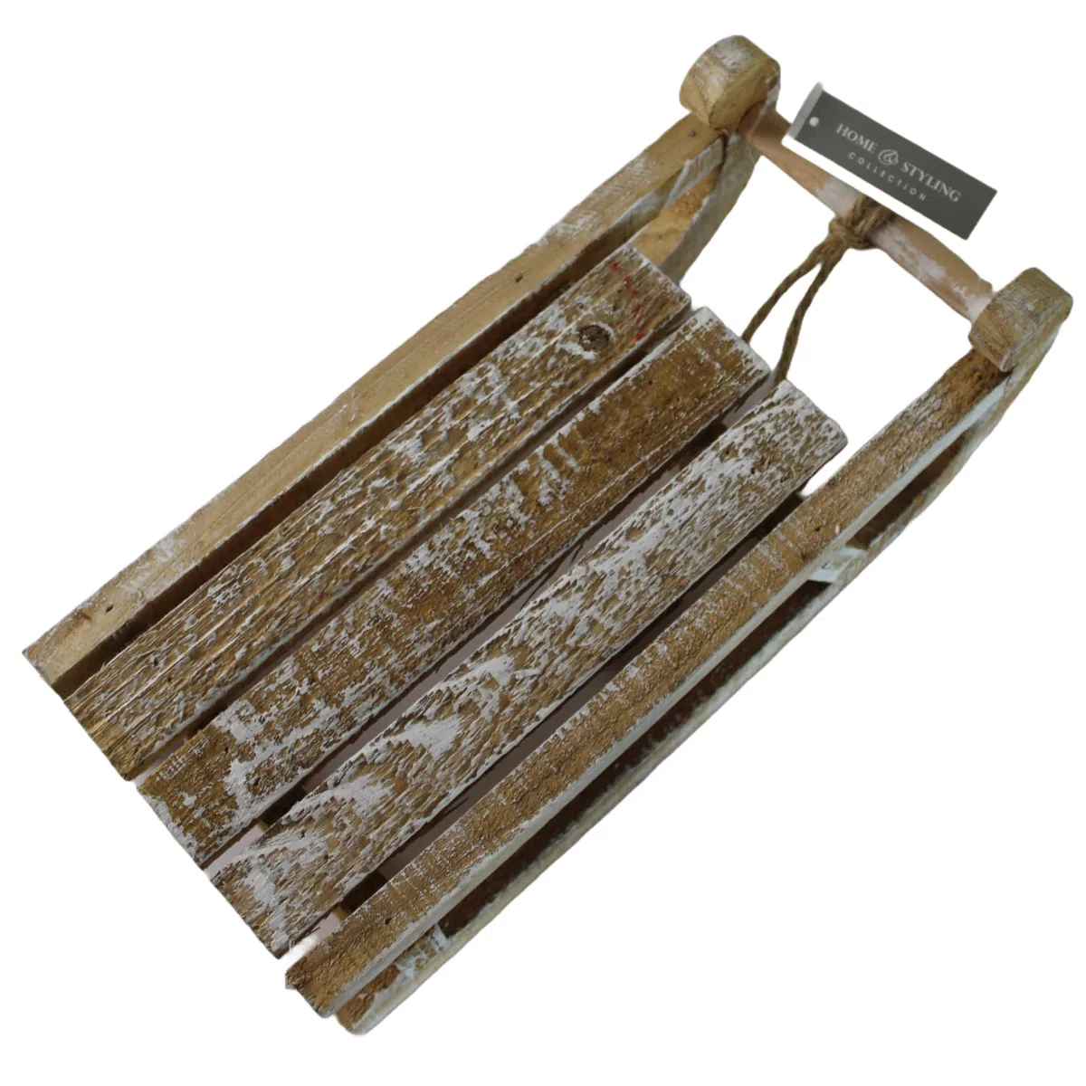 Générique Luge Bois Blanchi Corde Jute 30X14X11CM Beige