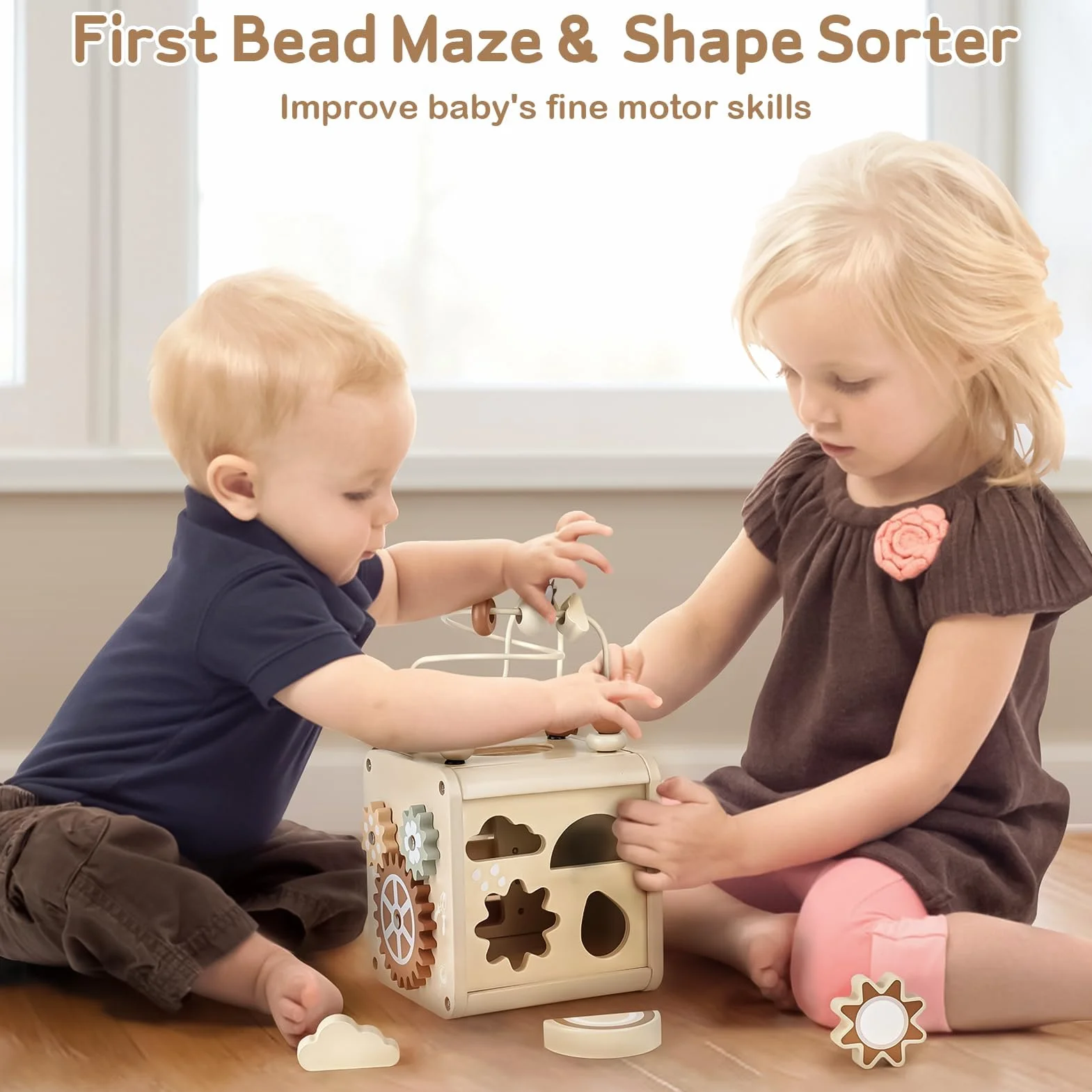 Vanplay Cube d'Activité Bébé Motricité Jeux Montessori 2 3 Ans Parcours Jouet Enfant Cadeau Noel et Anniversaire pour Garçons Filles