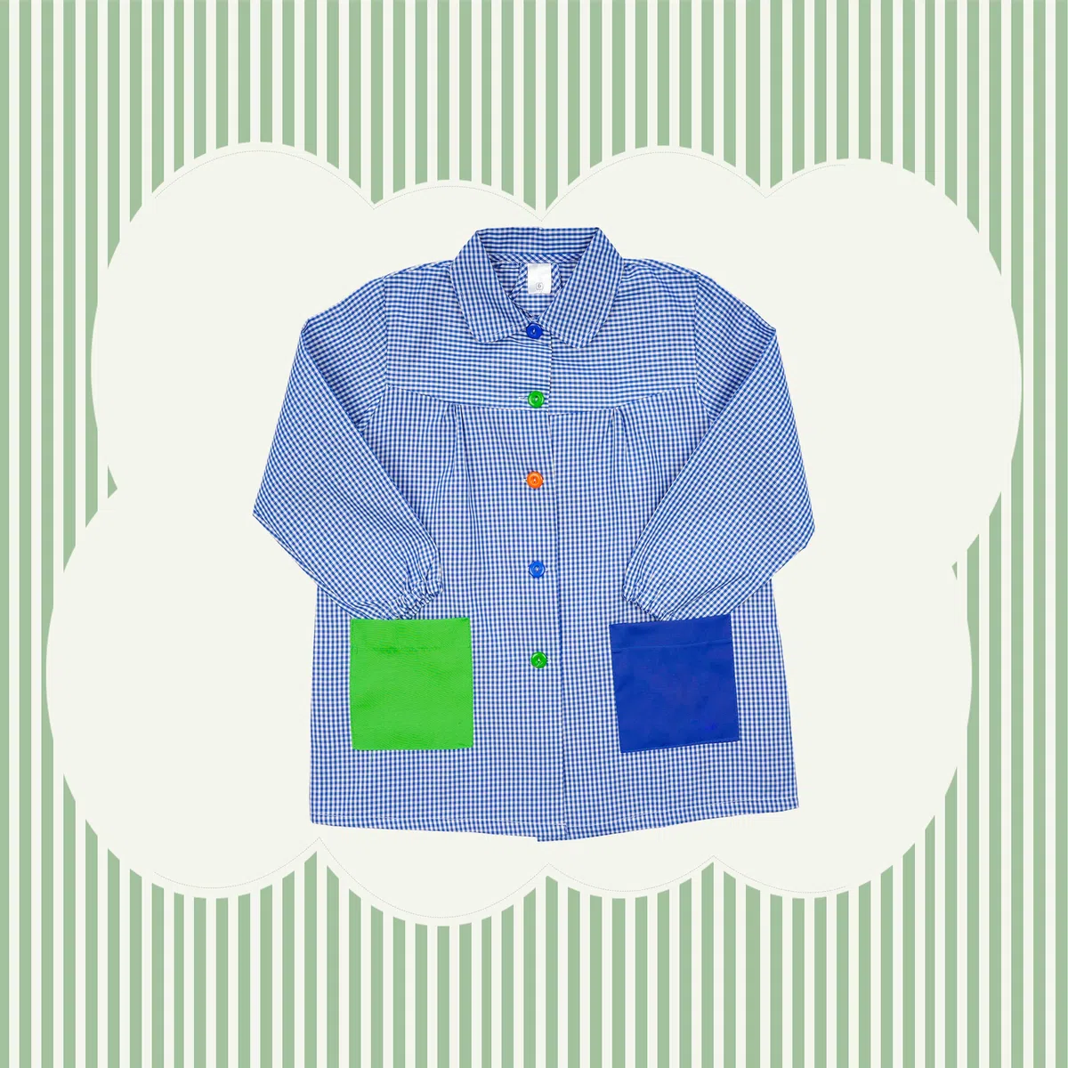 H HANSEL HOME Tablier d'École avec Boutons et Col pour Enfant et Garçon, Tablier Blouse Élastique aux Poignets et au Cou Puor l'École e Artisanat