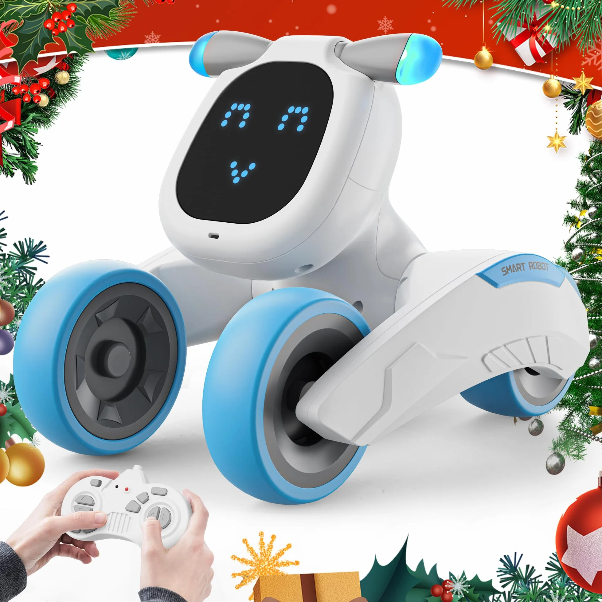 Robot Jouet Enfant, Jouet Robot Télécommandés, Programmable, Interactif Intelligent, Yeux LED, Contrôle Vocal (Anglais Uniquement), Cadeau pour Enfants de 3 4 5 6 7 8 9 10 11 12 Ans