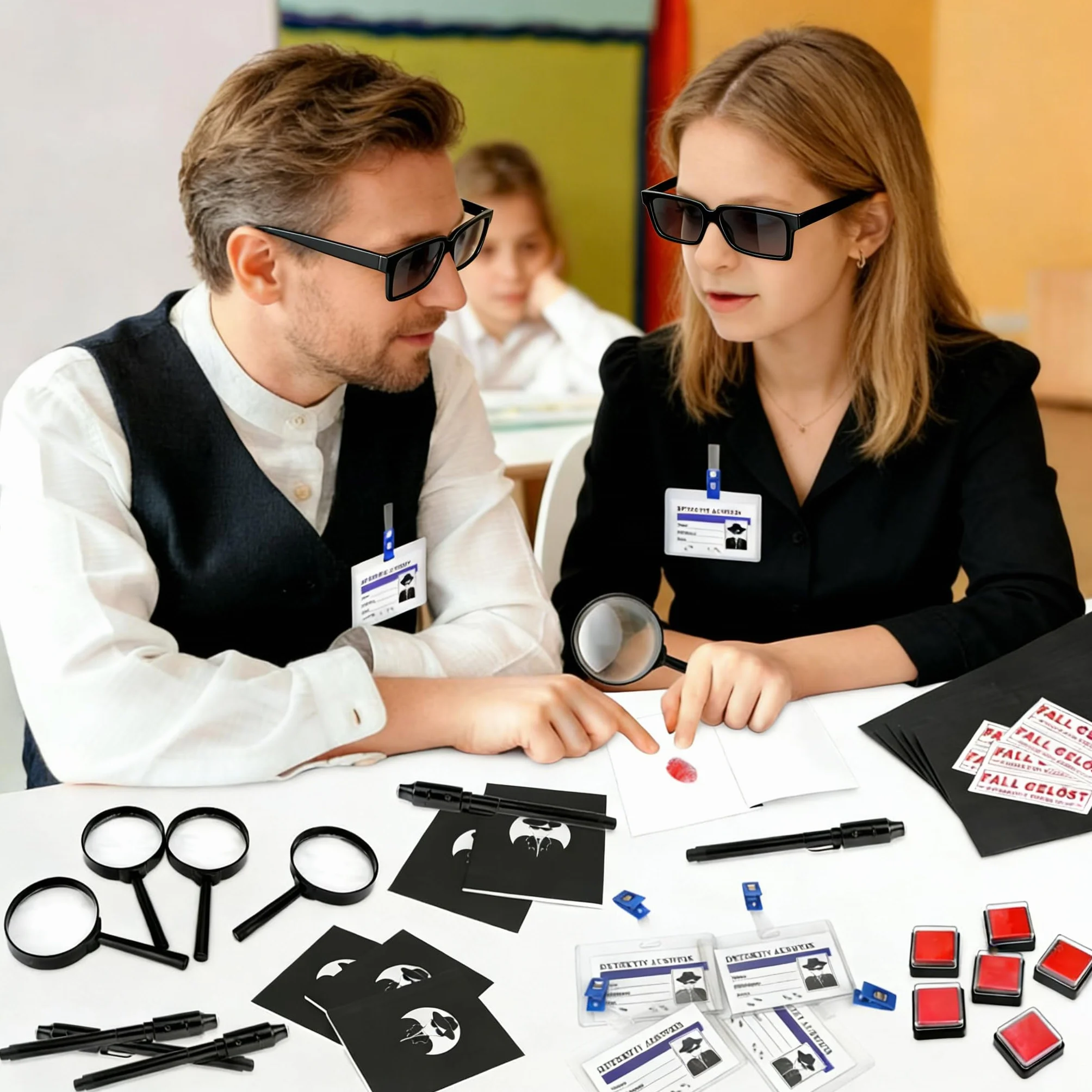 SelfTek 48 PCS Détective Pinata Anniversaire, Kit Espion Enfant avec Lunettes D'agent, Stylo Secret, Carnet De Notes, Loupe, Carte De Détection, Cadeaux De Jeu De Détective