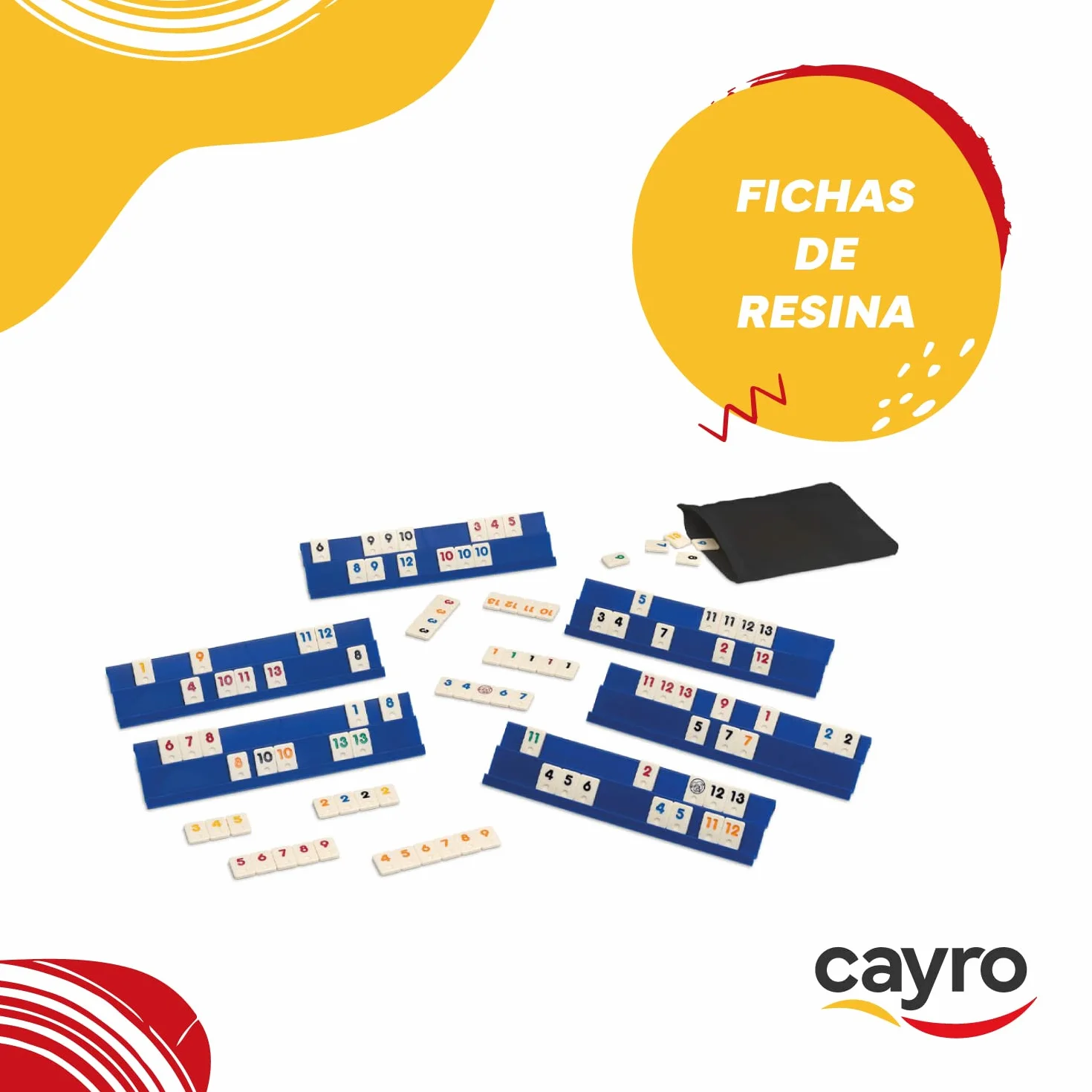 Cayro - Rummi - + 8 Ans - Modèle Classique - Jeux De Société Amusants pour Enfants Et Adultes - 159 Pièces, 1 Sac en Tissu Et 6 Supports - 2 À 6 Joueurs