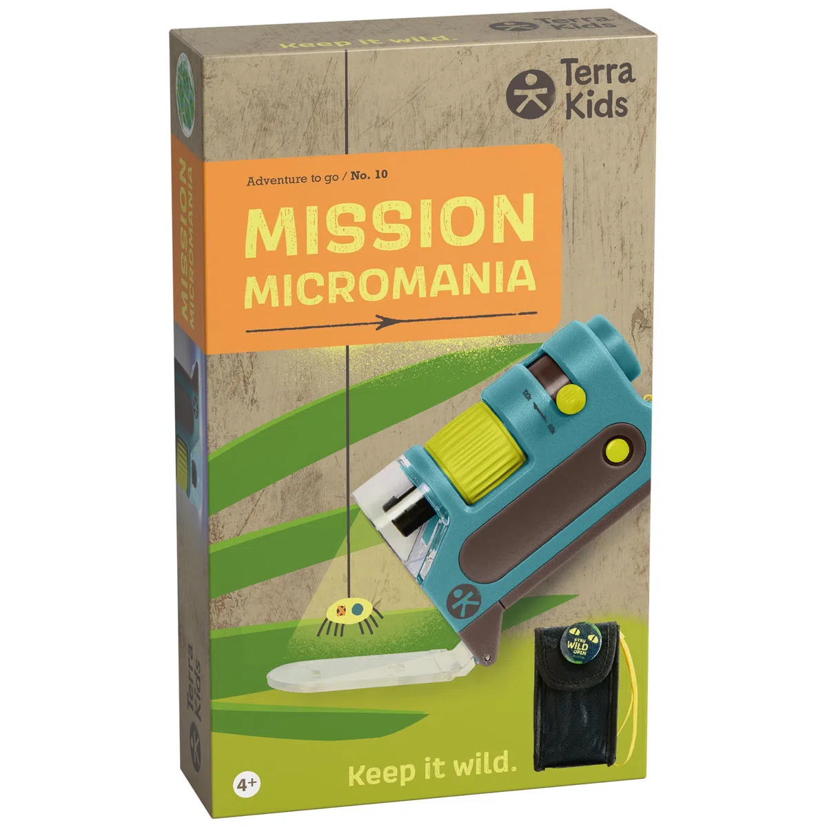 HABA Terra Kids Microscope de Poche pour Enfants – Mini Microscope avec Zoom 60-120x & Double Éclairage, Étui Inclus – Jouet d'Éveil Scientifique dès 4 Ans – 2013655001