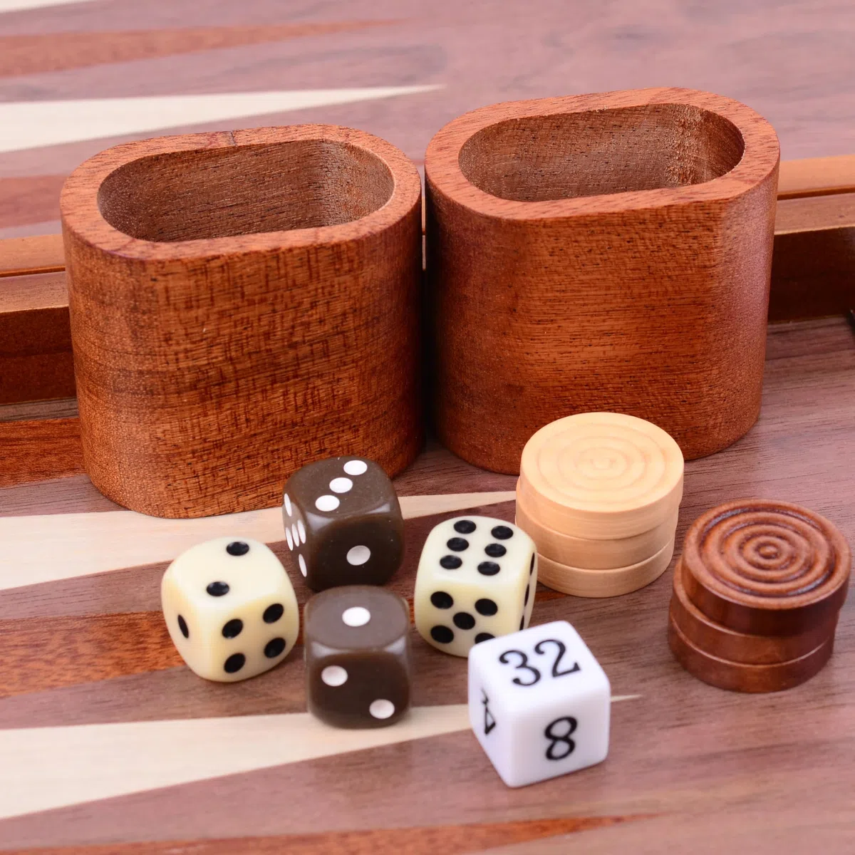Syrace Jeu de Backgammon Classique en Bois incrusté de 40 cm - Grande Taille - Backgammon avec Dames - pour Adultes et Enfants