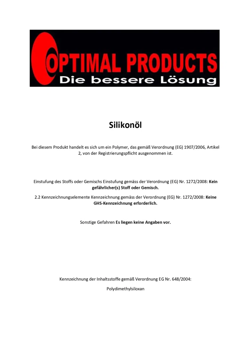 Optimal Huile de silicone 100 % pure 1 litre 100 CST